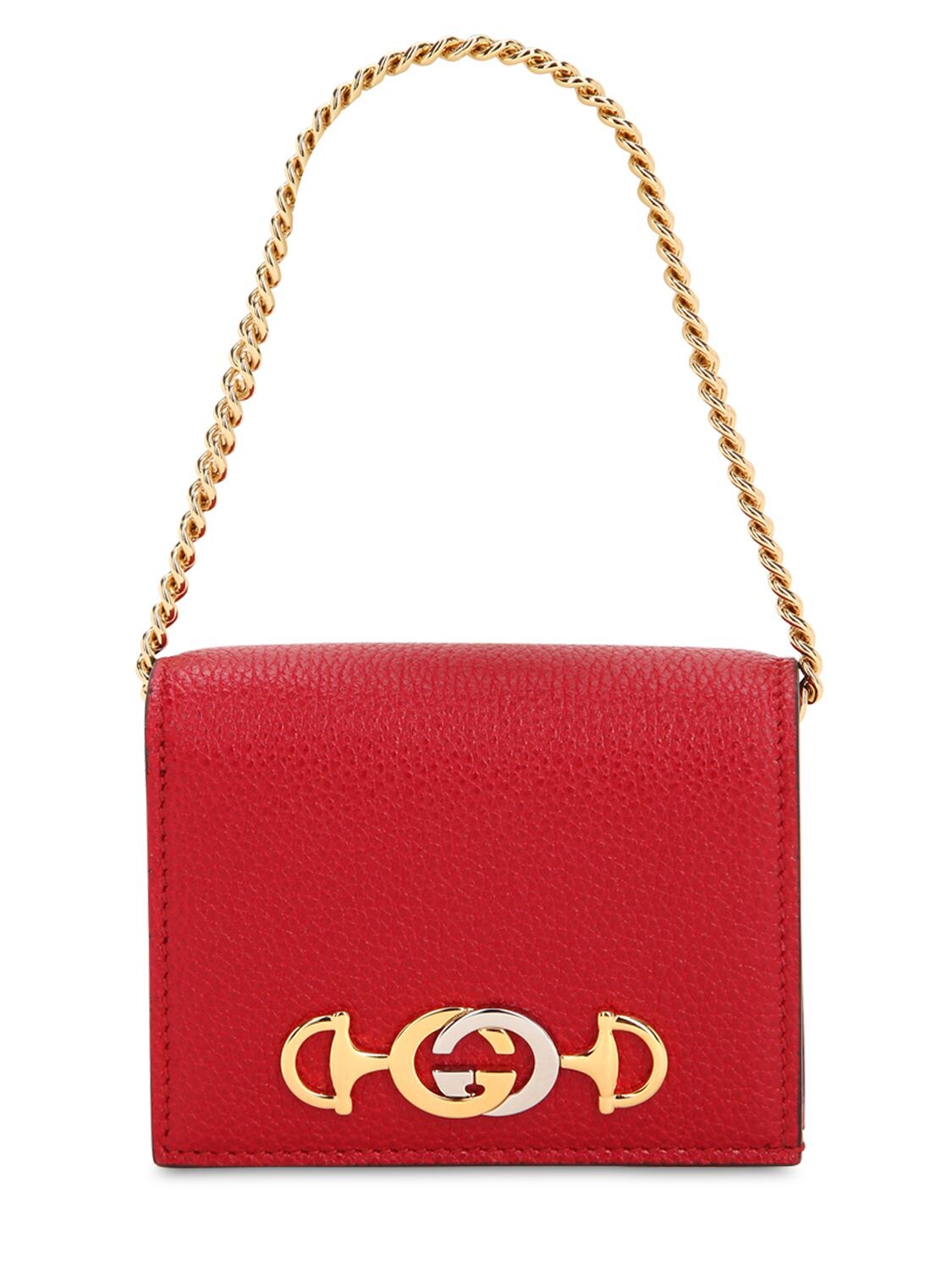 Gucci Mini Zumi Leather Wallet In Hibiscus Red