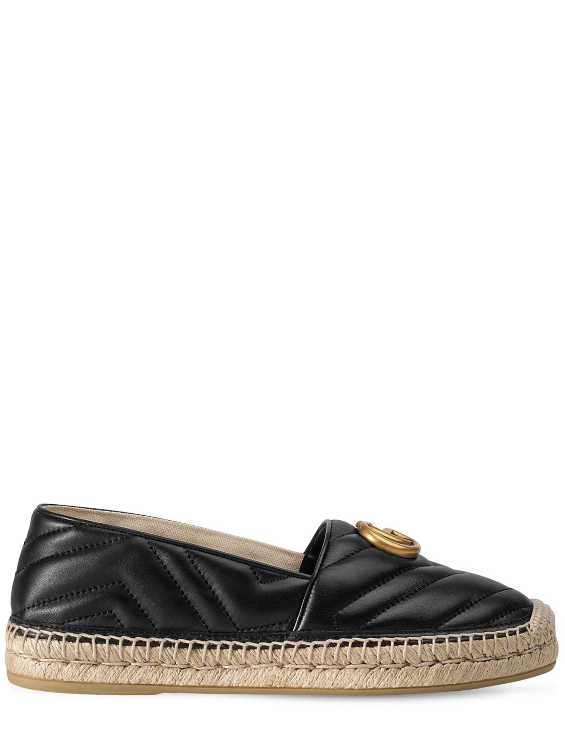 Shop Gucci 20mm Quilted Leather Espadrilles In Black