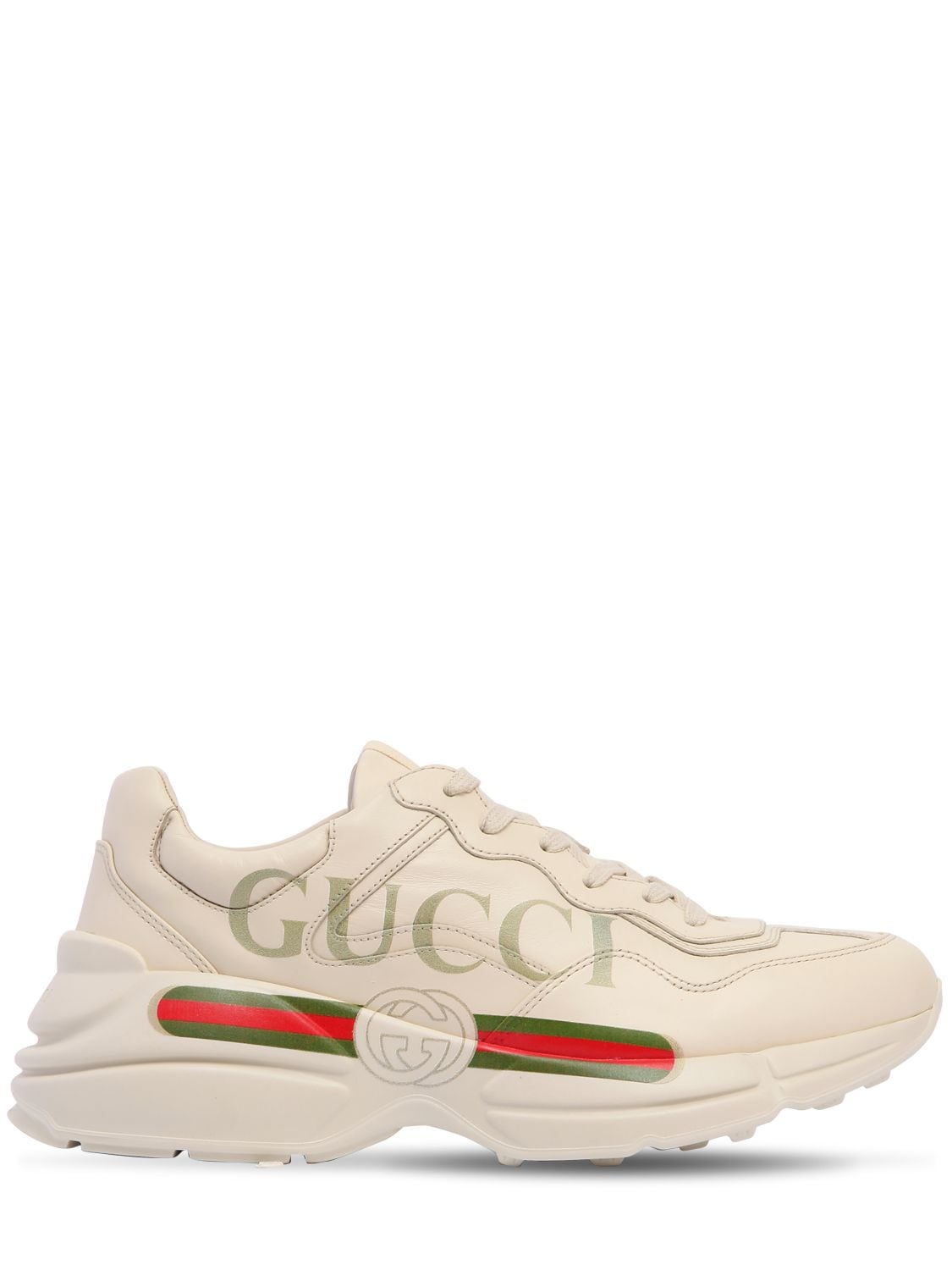 Rhyton Gucci Print Leather Sneakers