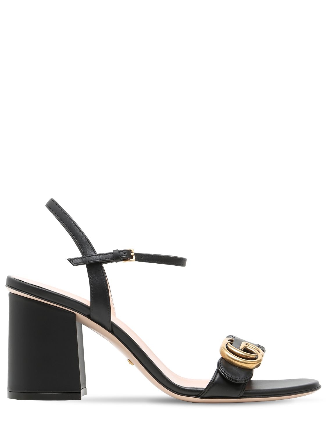 Shop Gucci 75mm Marmont Leather Sandals In Black