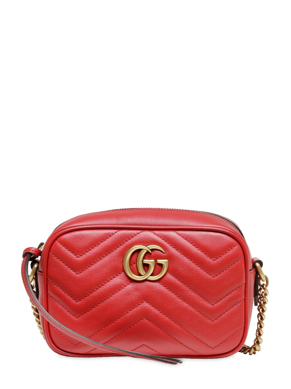 Gucci Mini Gg Marmont 2.0 Leather Camera Bag In Red
