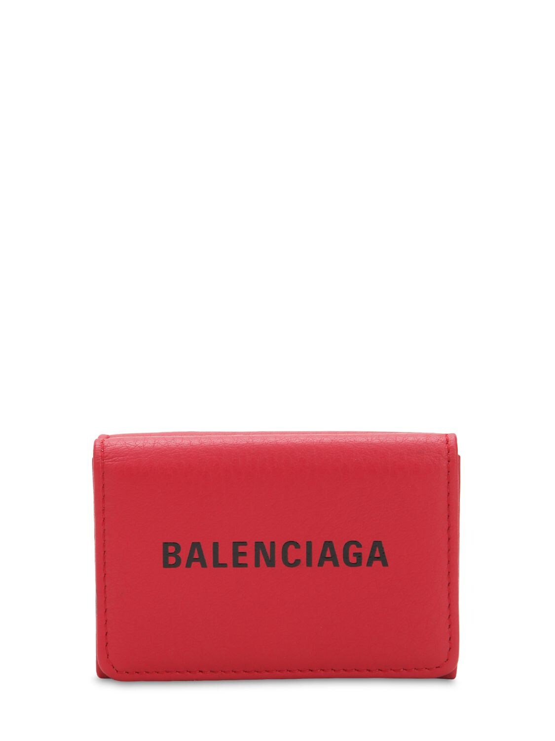 Balenciaga Leather Mini Wallet In Red