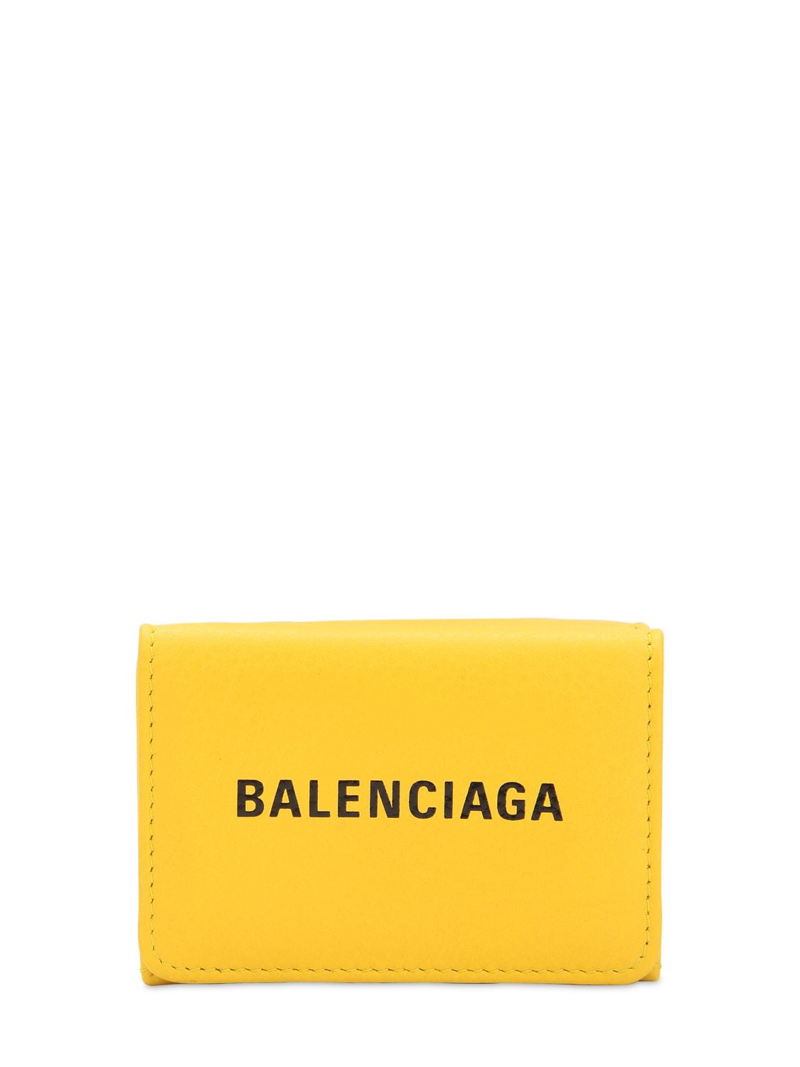 Balenciaga Leather Mini Wallet In Yellow