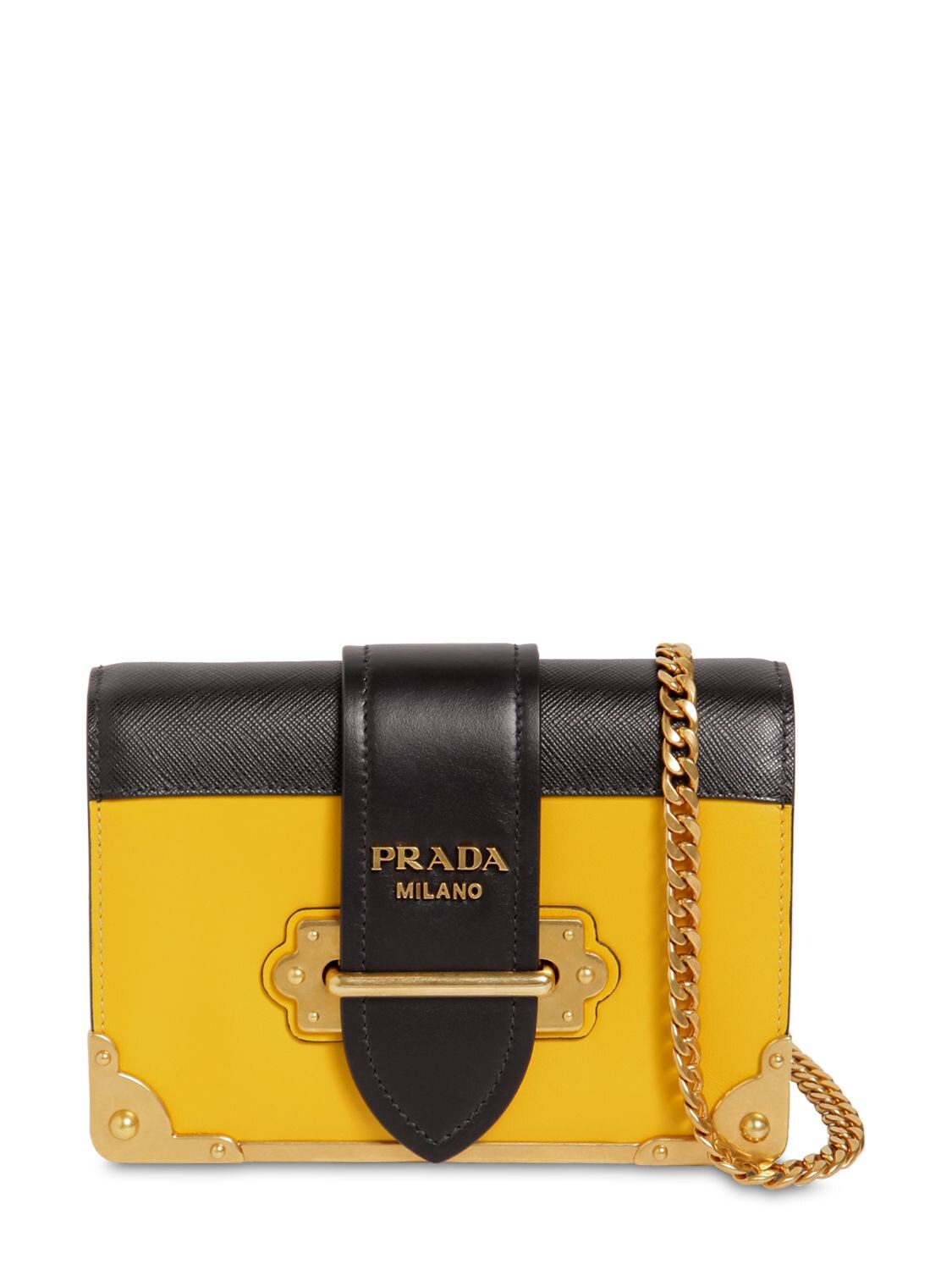 Prada Cahier Shoulder Bag In Sunny Yellow