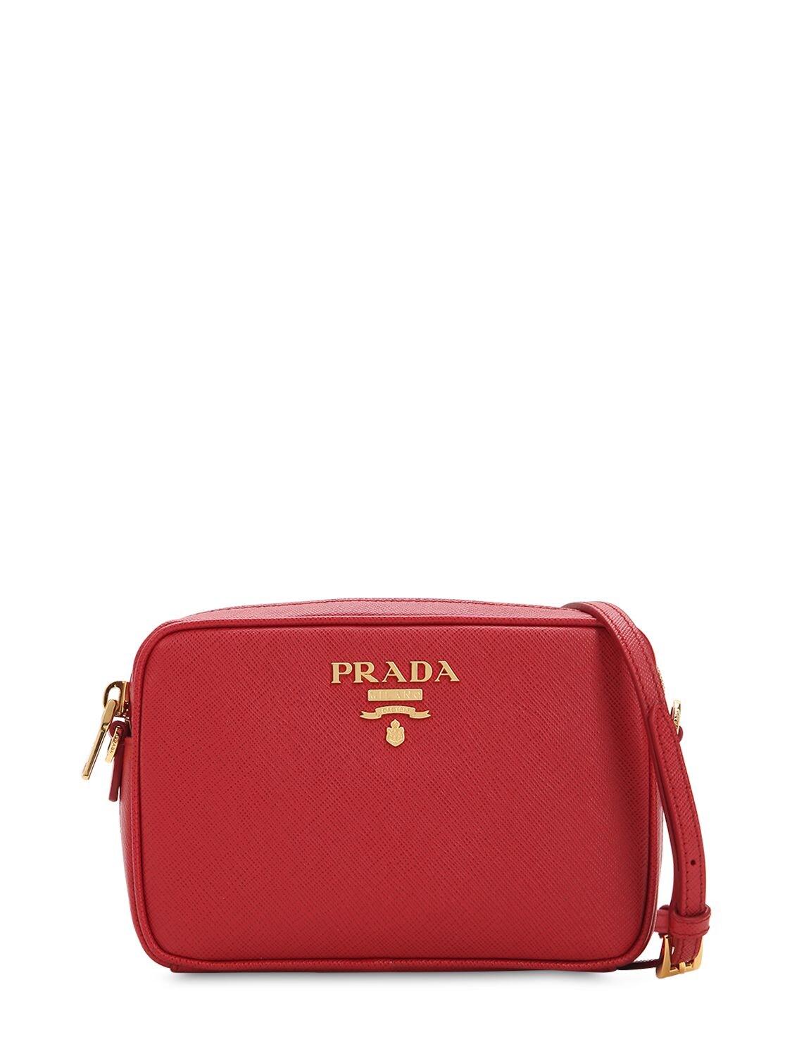 Prada Saffiano Lux Leather Camera Bag In Red