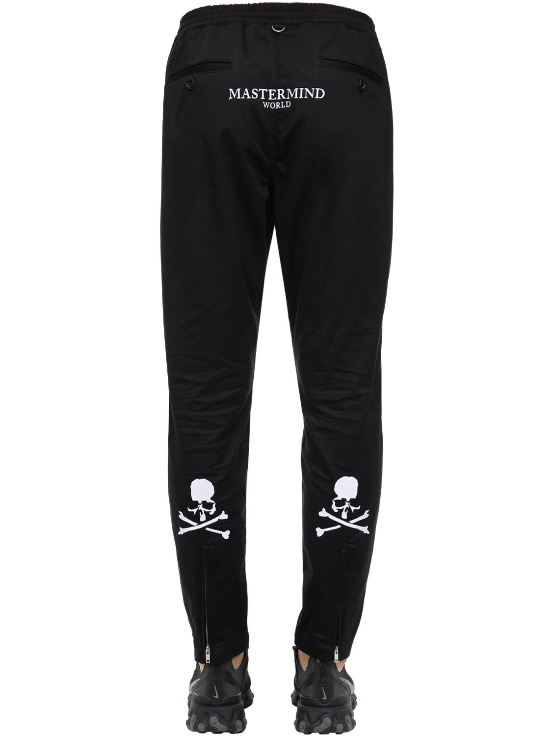 Mastermind Japan Zipped Cotton Blend Track Trousers In Black