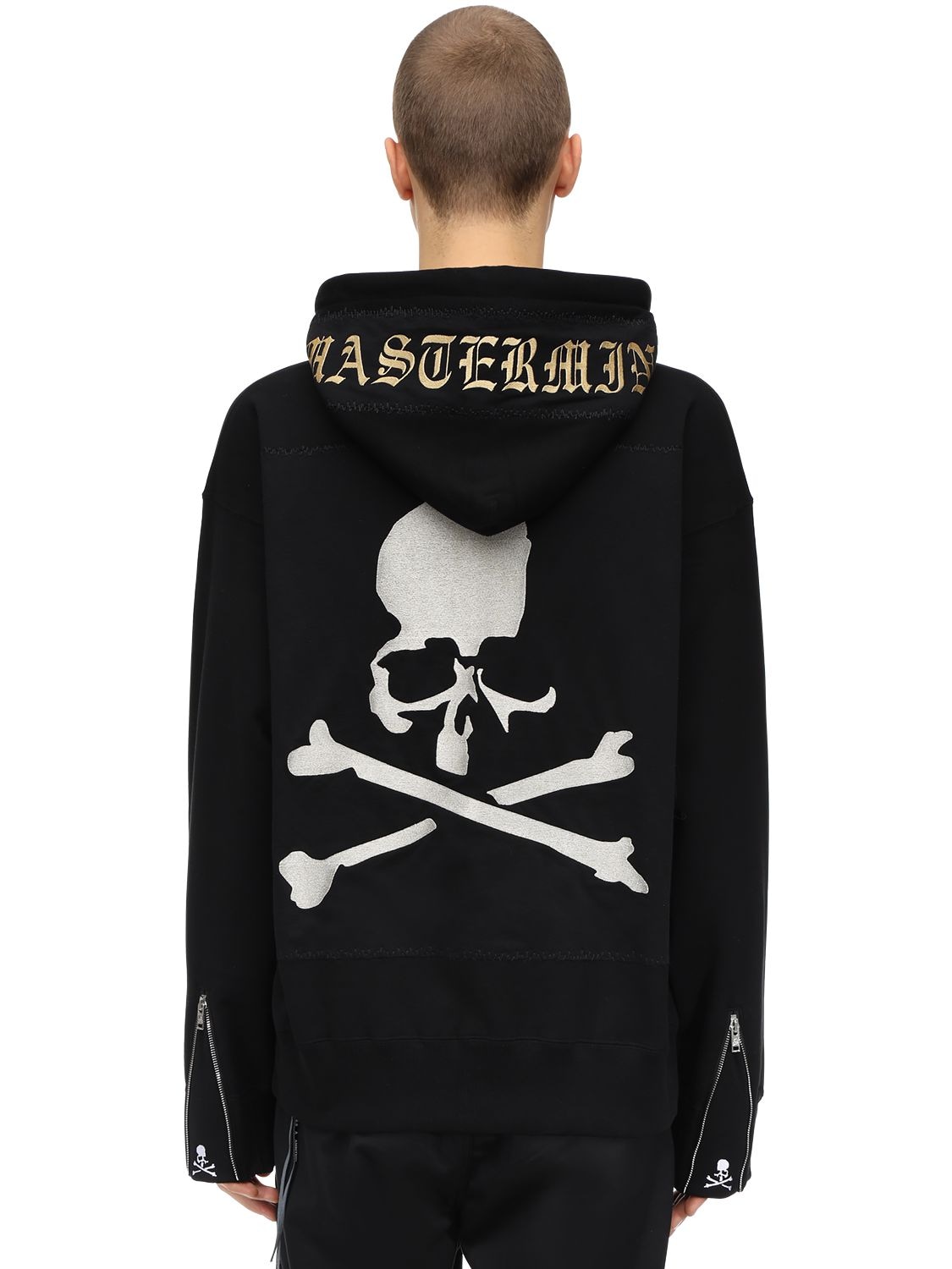 Mastermind Japan Zip-up Cotton Sweatshirt Hoodie In Black | ModeSens