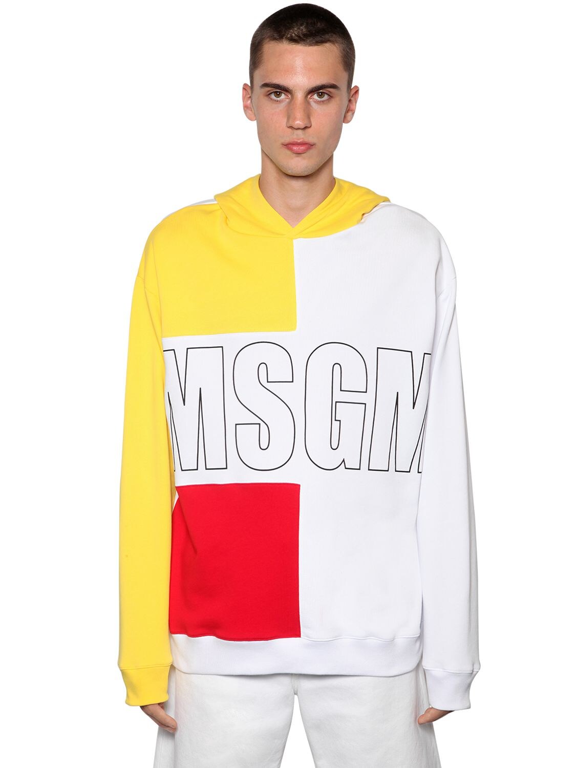 MSGM LOGO PRINT COTTON JERSEY HOODIE,69IL6T007-MDY1