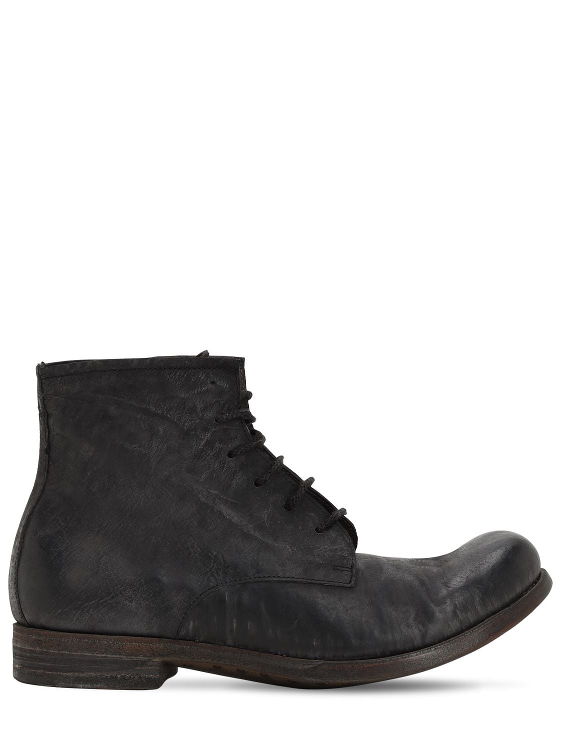 Adiciannoveventitre Handmade Leather Lace-up Boots In Black