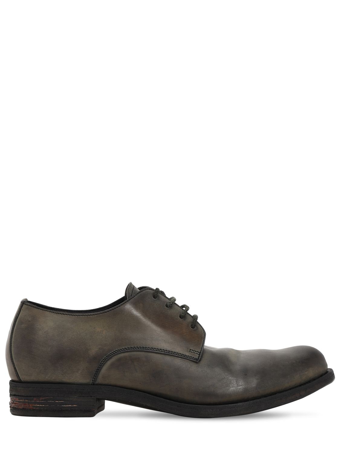 Adiciannoveventitre Handmade Leather Derby Shoes In Washed Black