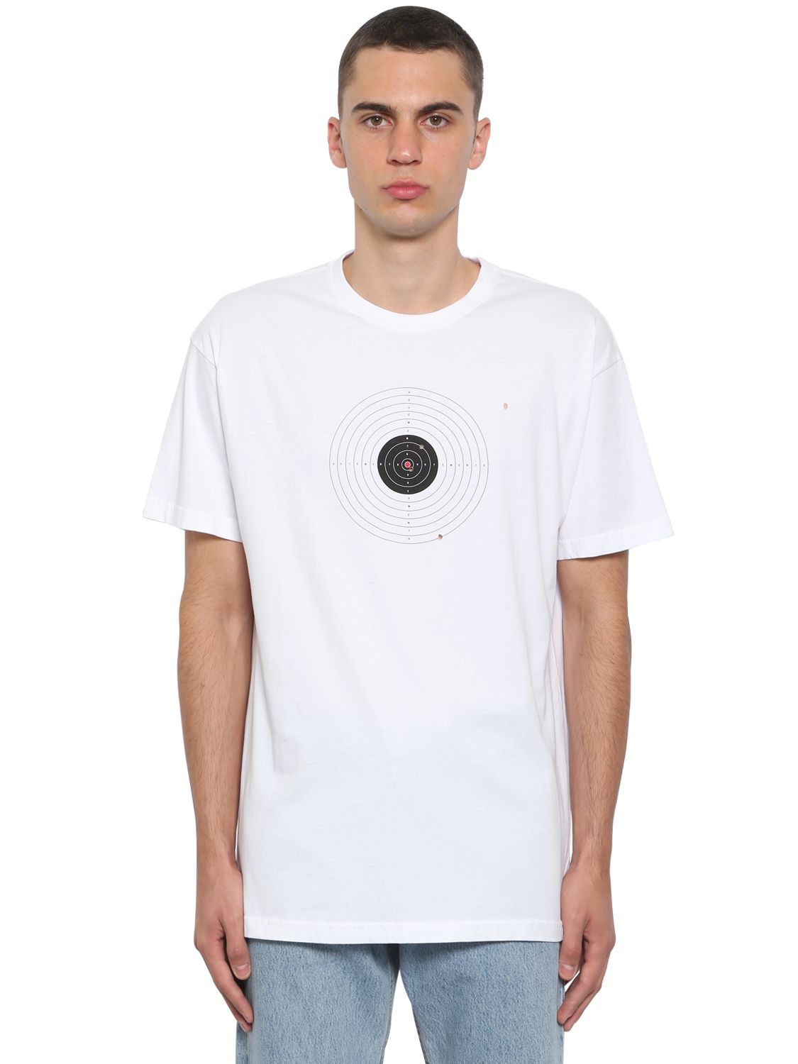 Vetements Printed Target Cotton Jersey T-shirt In White