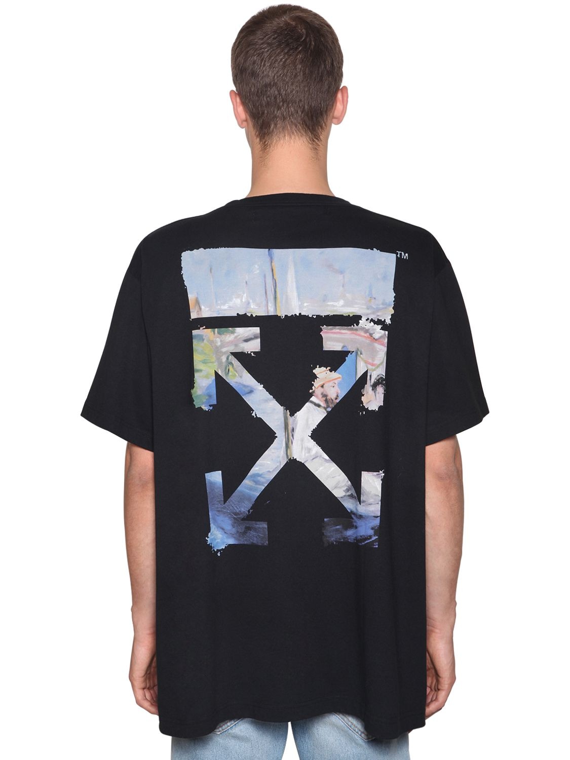 Off-white Printed Arrow Cotton Jersey T-shirt In Black