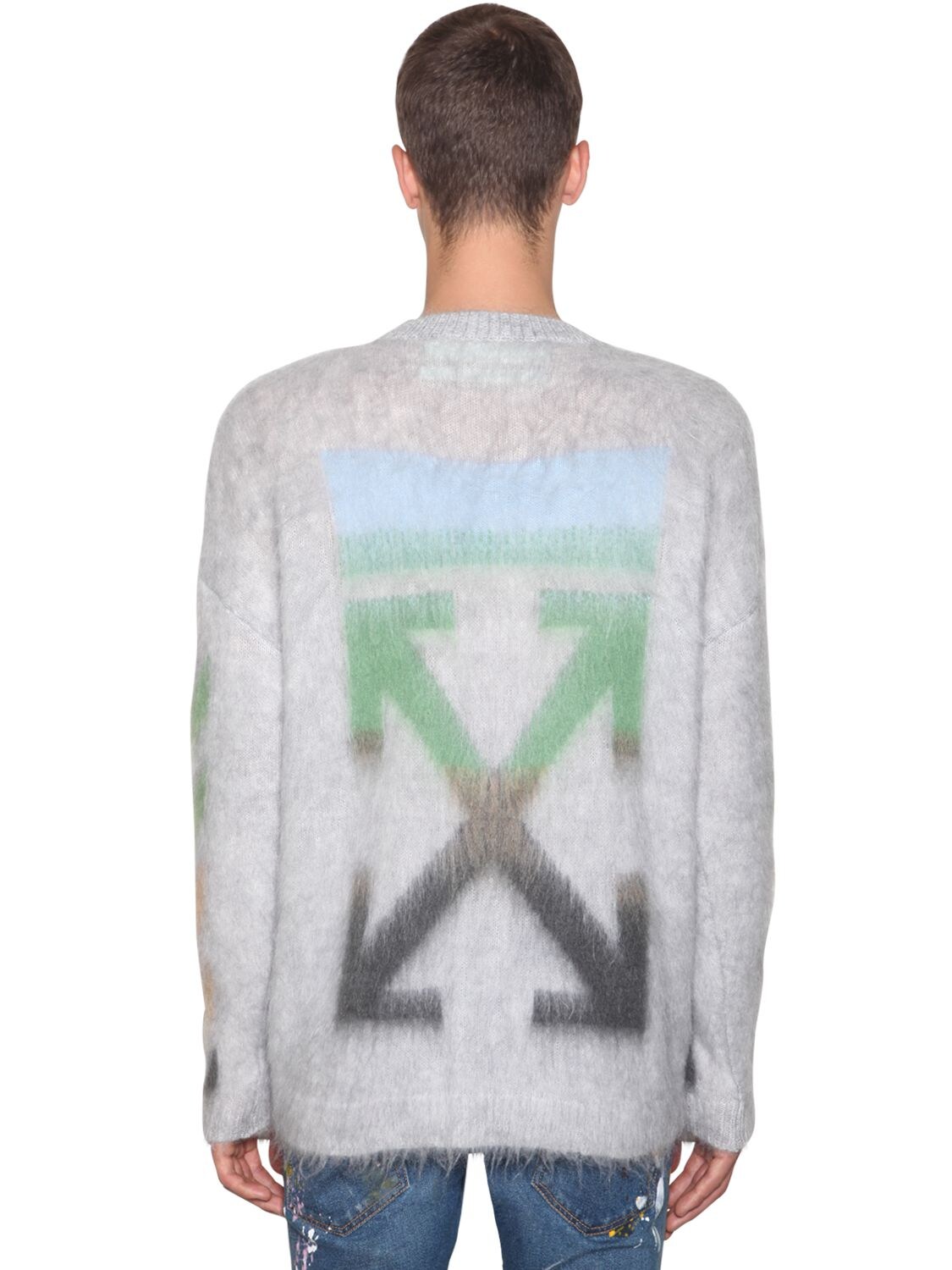 OFF-WHITE DIAG BRUSHED MOHAIR BLEND KNIT jumper,69ILFA025-MDC4OA2