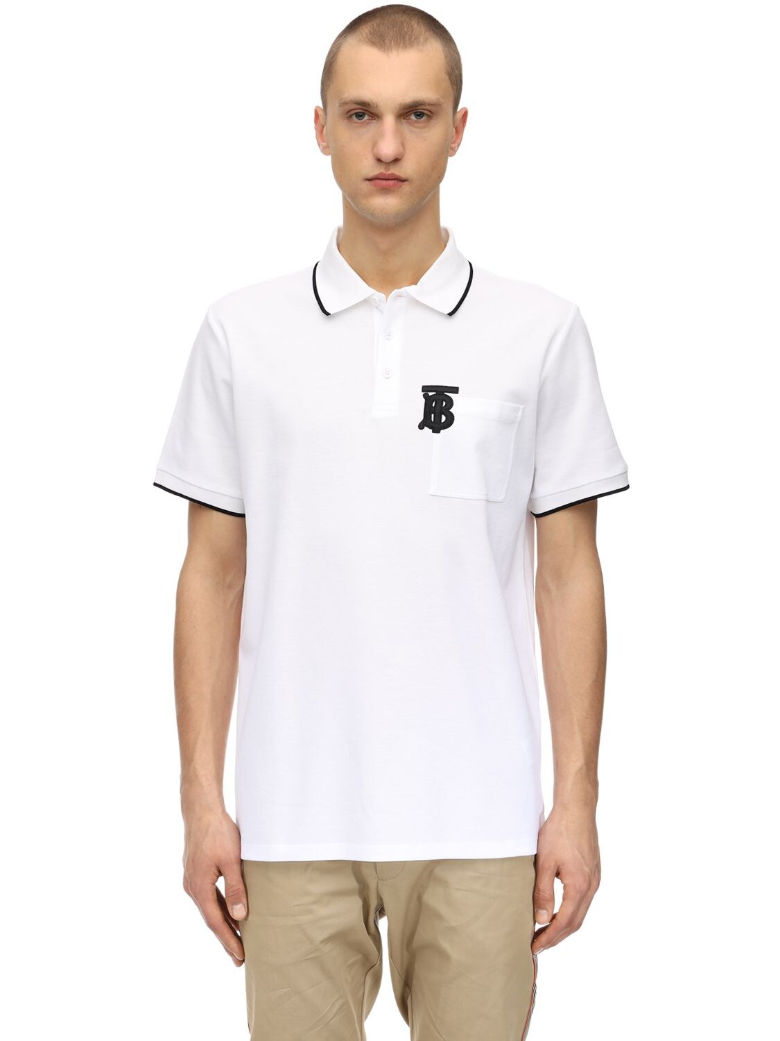 BURBERRY EMBROIDERED COTTON PIQUÉ POLO SHIRT,69ILFC021-QTE0NJQ1