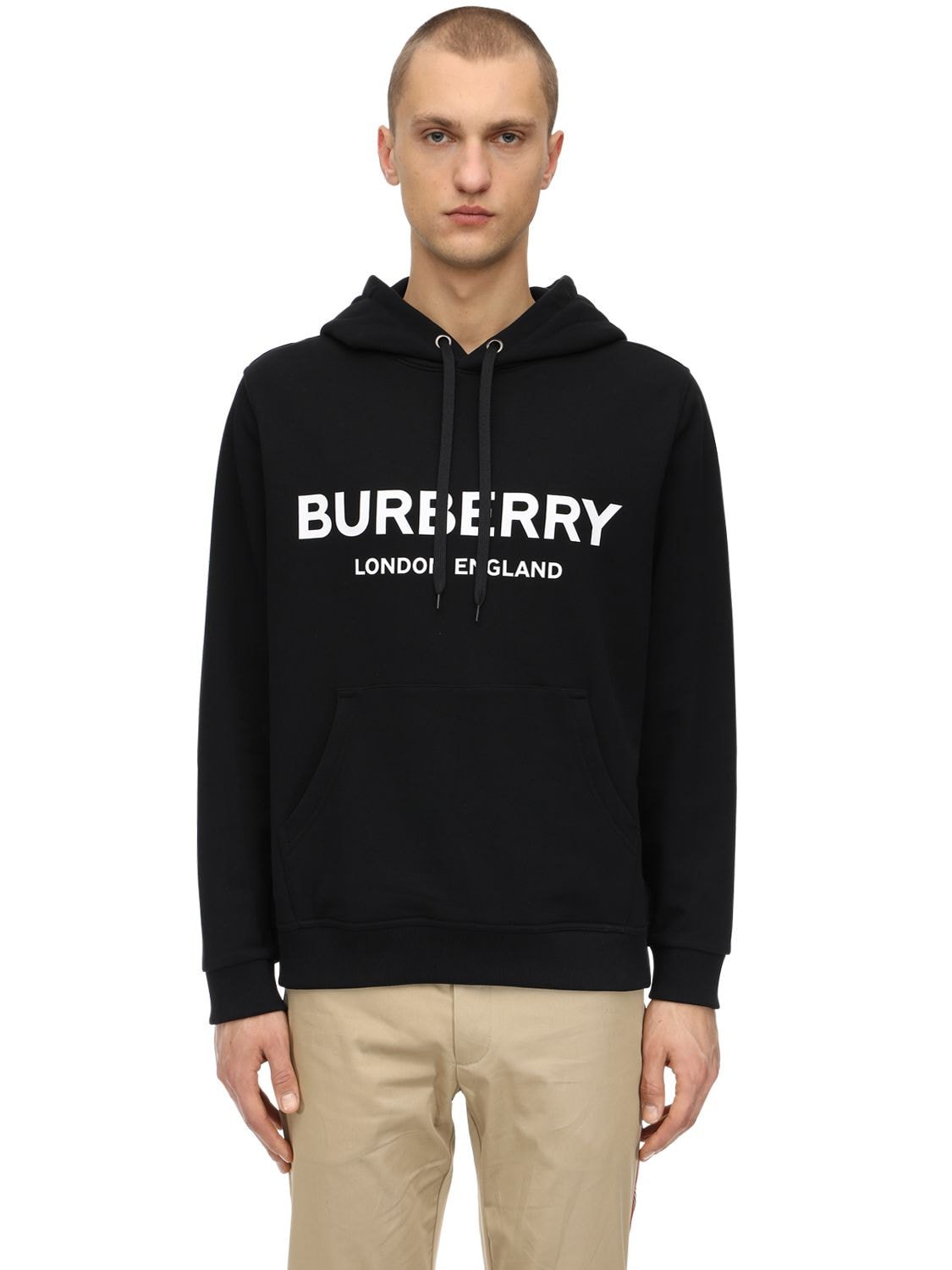 BURBERRY LOGO COTTON JERSEY SWEATSHIRT HOODIE,69ILFC031-QTEXODK1