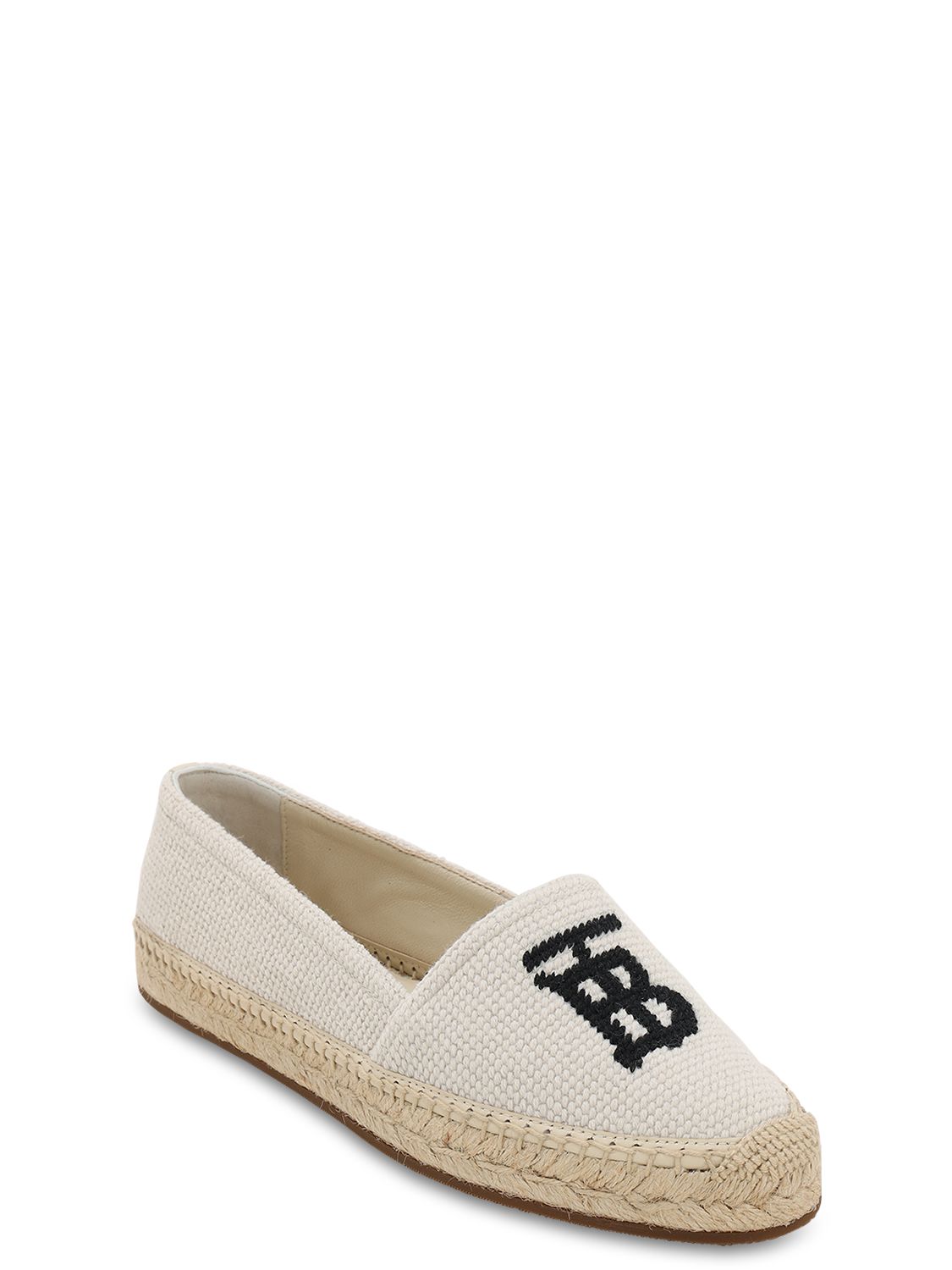 monogram motif cotton and leather espadrilles