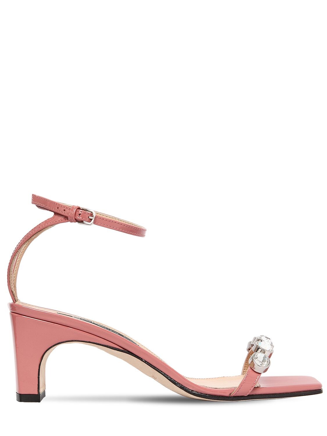 Sergio Rossi 60mm Embellished Patent Leather Sandals In Blush
