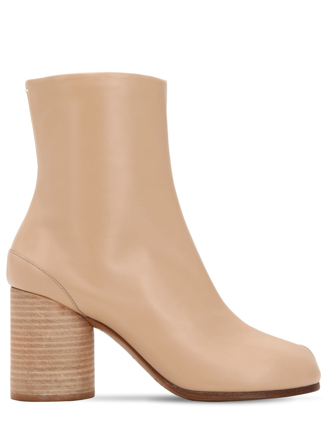 Maison Margiela 80mm Tabi Leather Ankle Boots In Nude