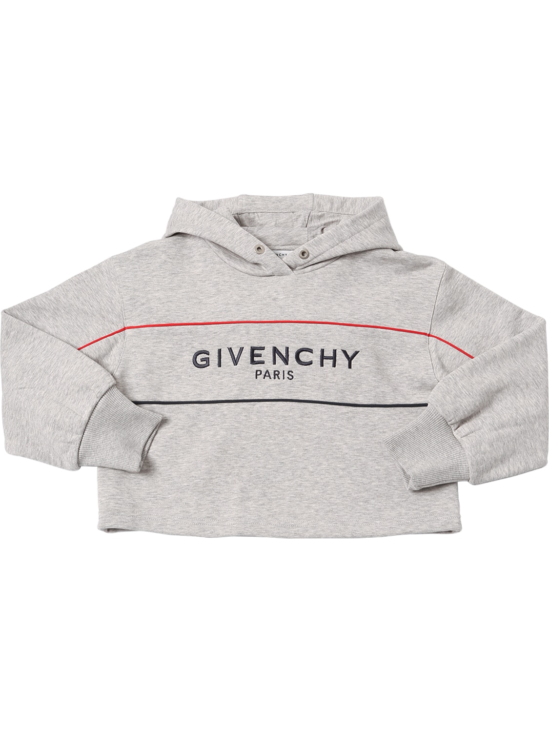 Givenchy Kids' Cropped Cotton Sweatshirt Hoodie In Grey