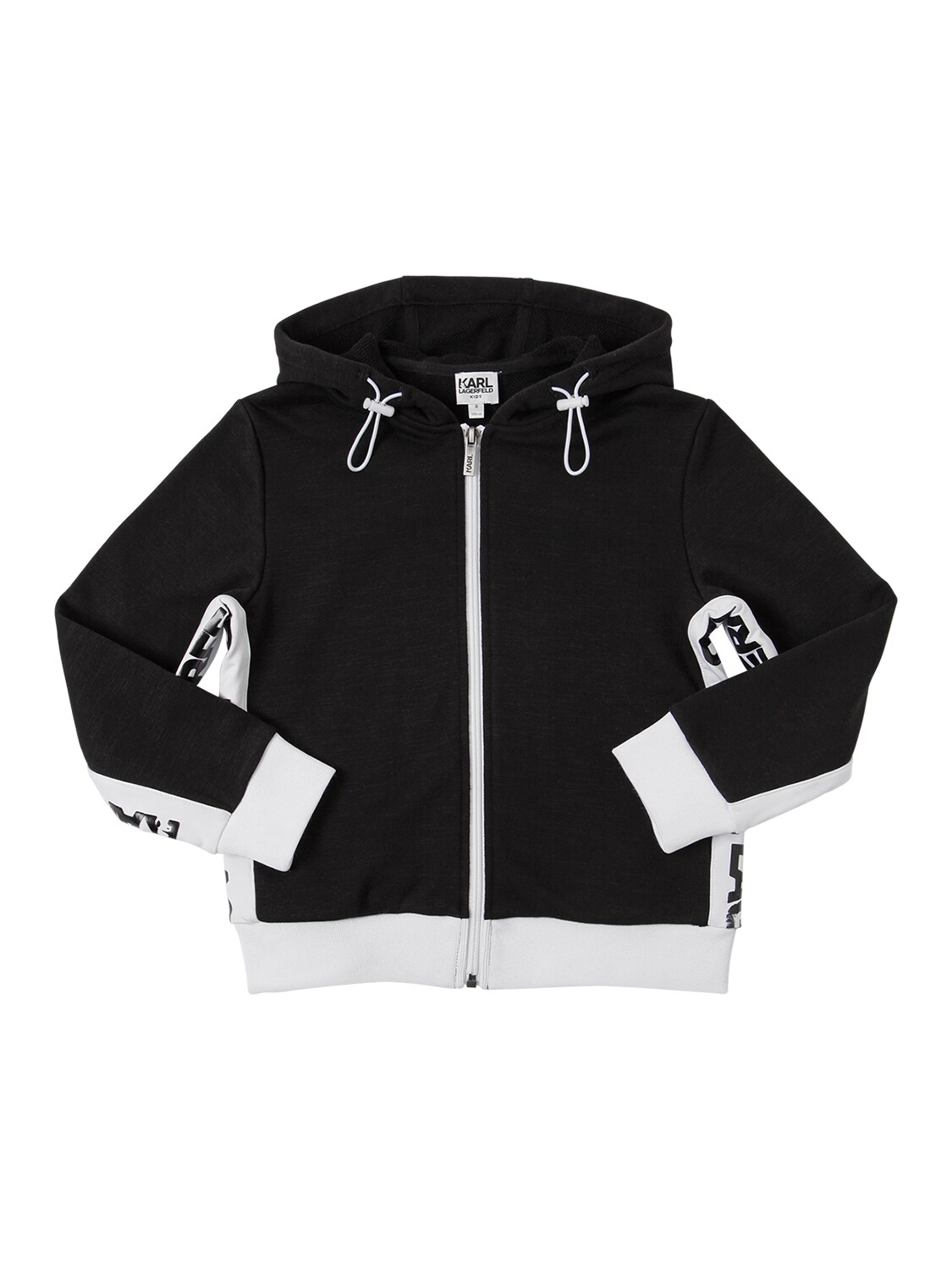 Karl Lagerfeld - Logo zip-up cotton sweatshirt hoodie - | Luisaviaroma
