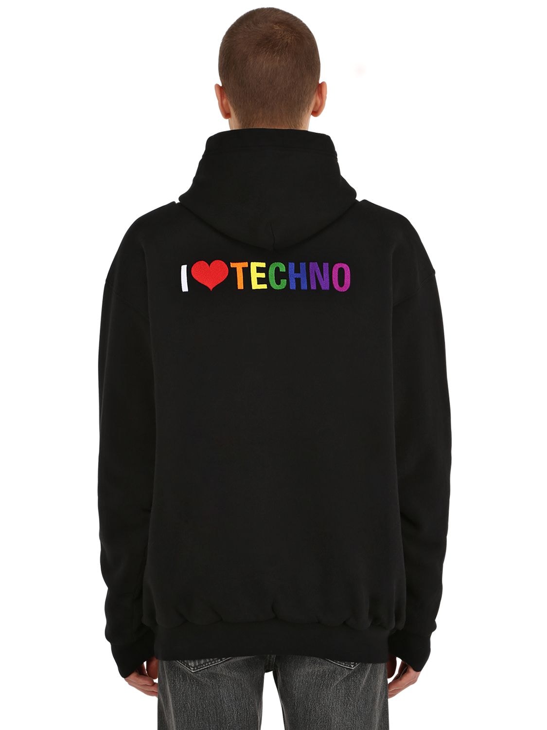Balenciaga I Love Techno Embroidered Sweatshirt In Black