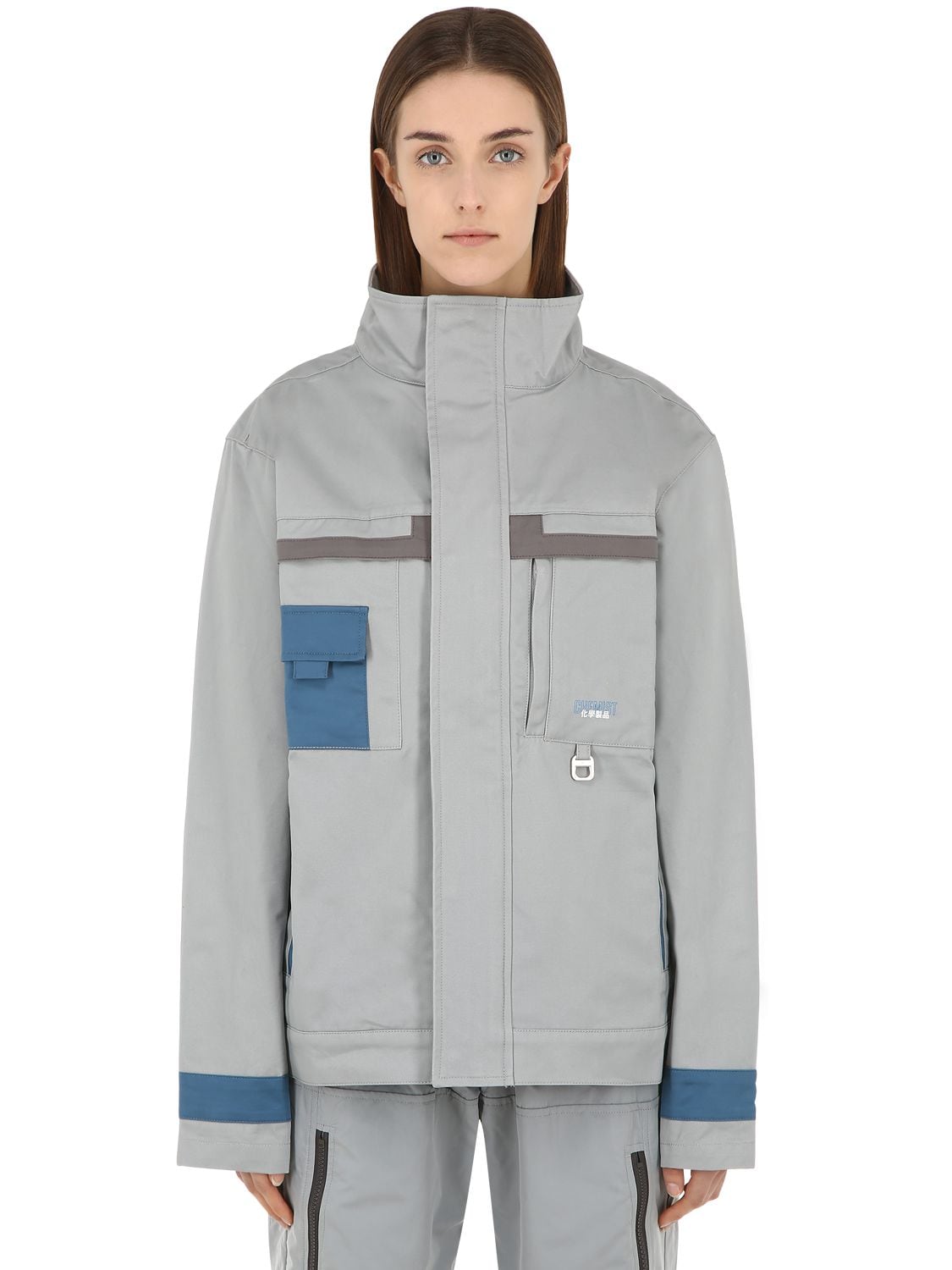 C2h4 Workwear Cotton Canvas Lab Jacket In Grey