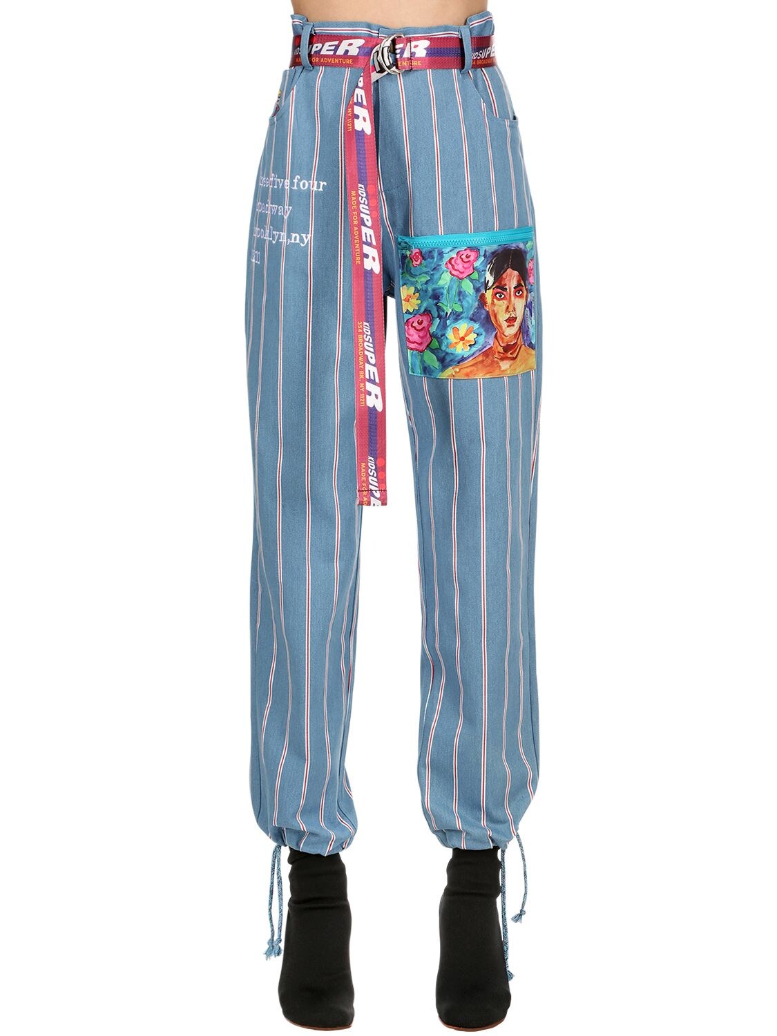 Kidsuper Striped Suit Bottom Cotton Denim Pants In Multicolor