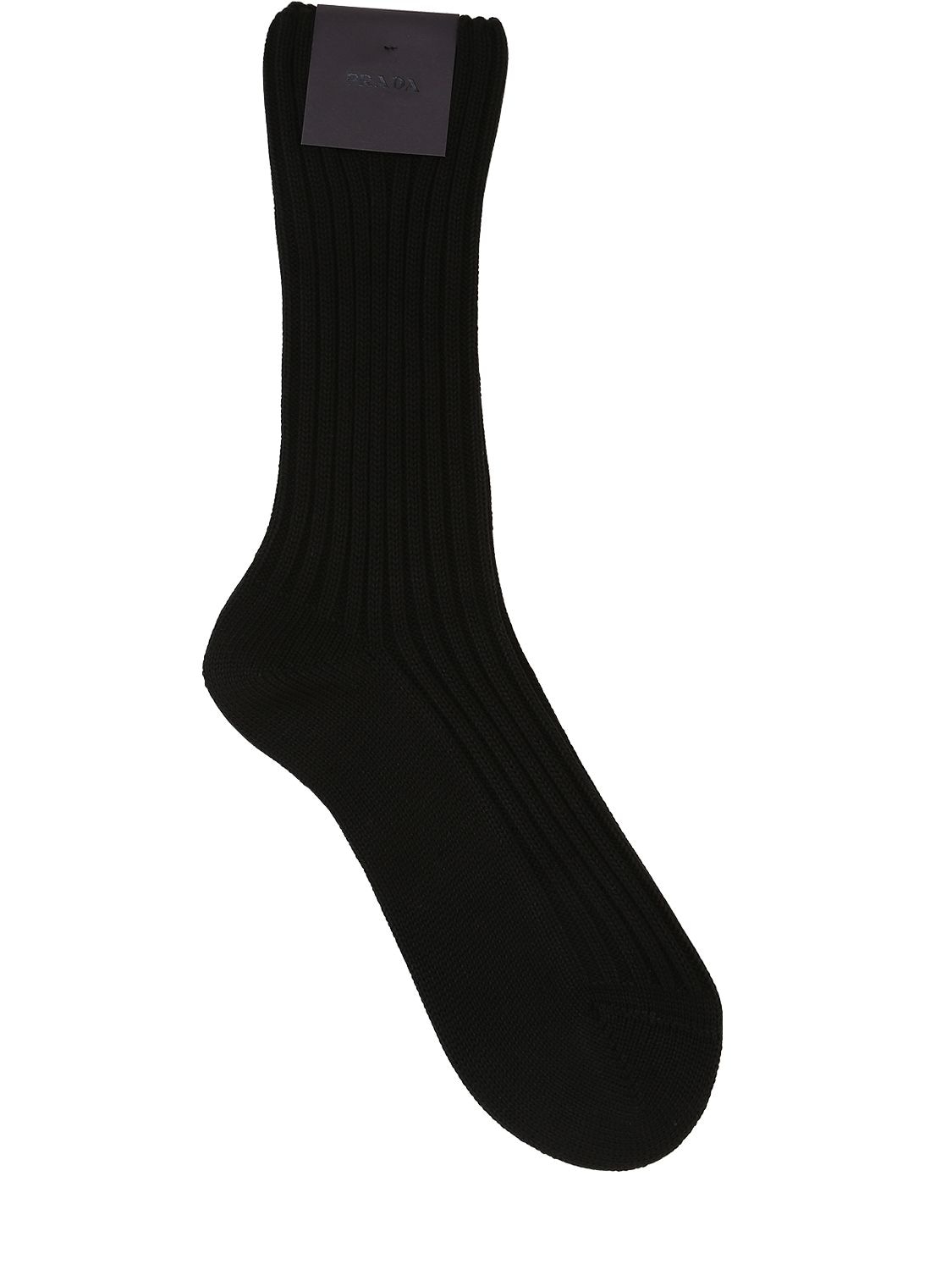 Prada Logo Patch Cotton Socks In Black