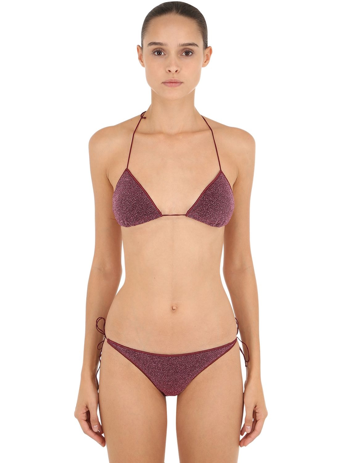 Oséree Swimwear Lurex & Lycra Triangle Bikini In Purple