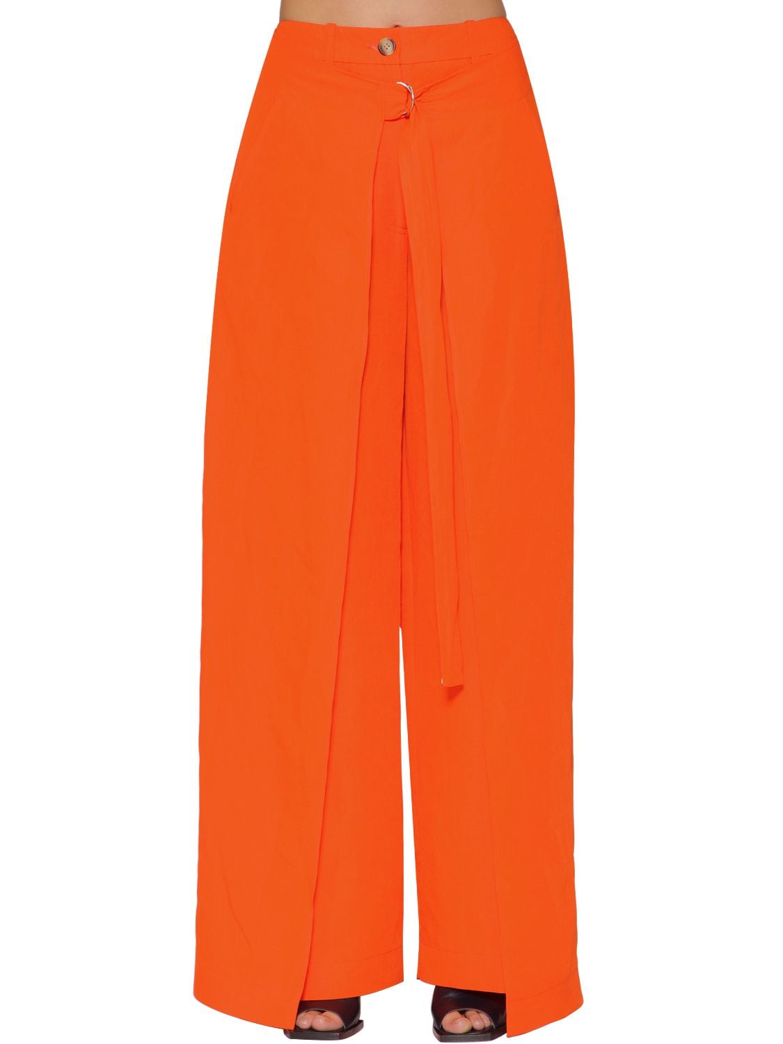 Aalto Paneled Linen Bland Wide Leg Pants In Orange