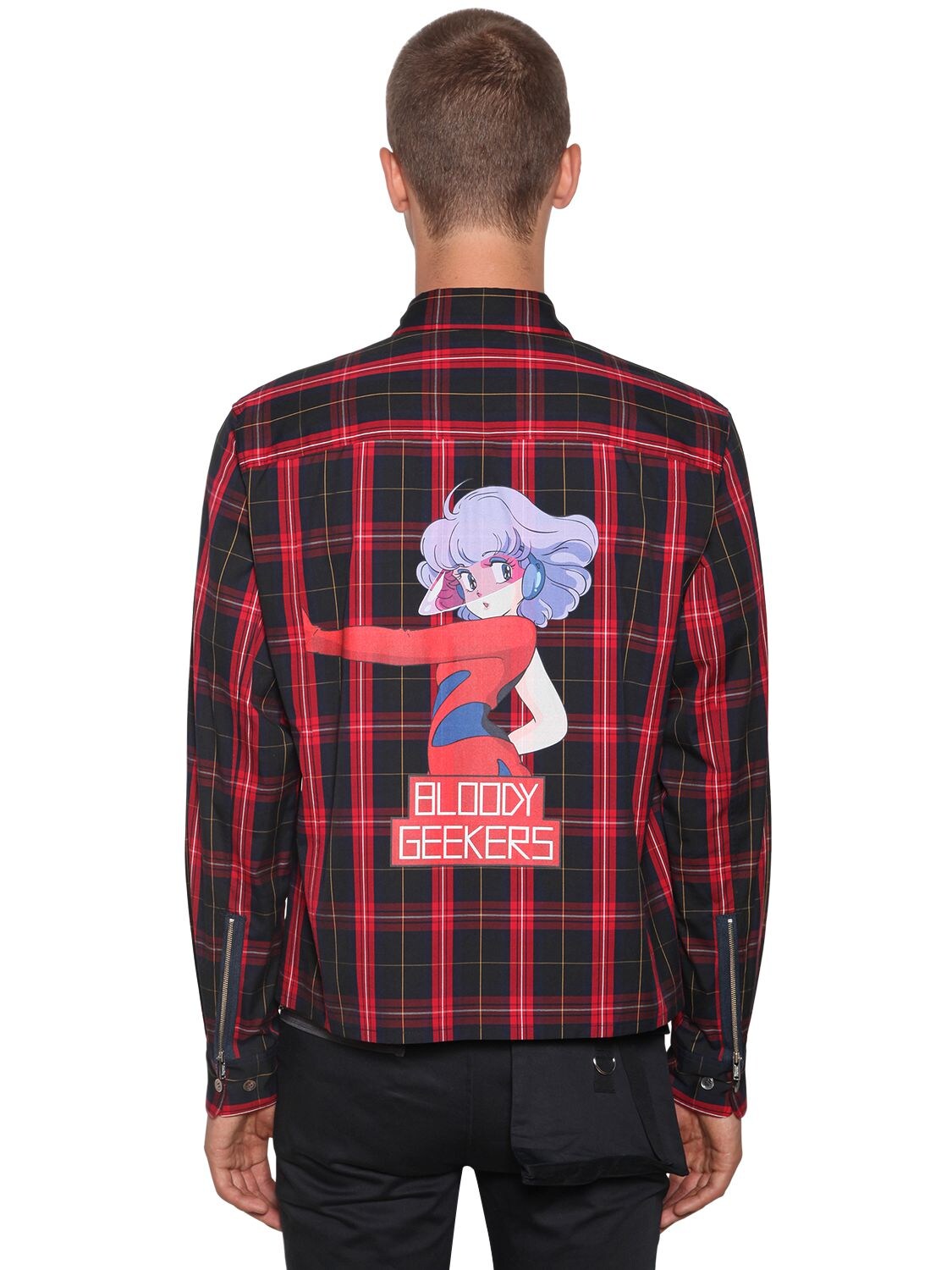 Undercover Printed Check Cotton Shirt In Red/blue