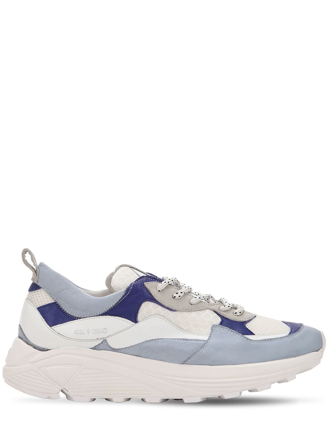 Ama 1250 Leather & Mesh Trainers In Blue,white