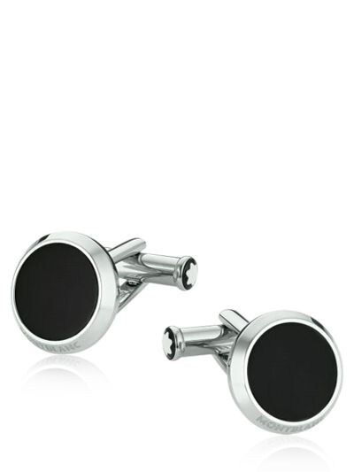 MONTBLANC MEISTERSTÜCK STEEL & ONYX CUFFLINKS,69IVNU009-U0LMVKVS0