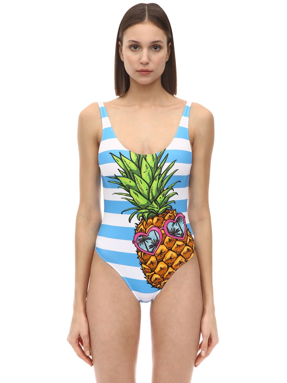 Mc2 Saint Barth Pineapple Print One Piece Swimsuit In Multicolor