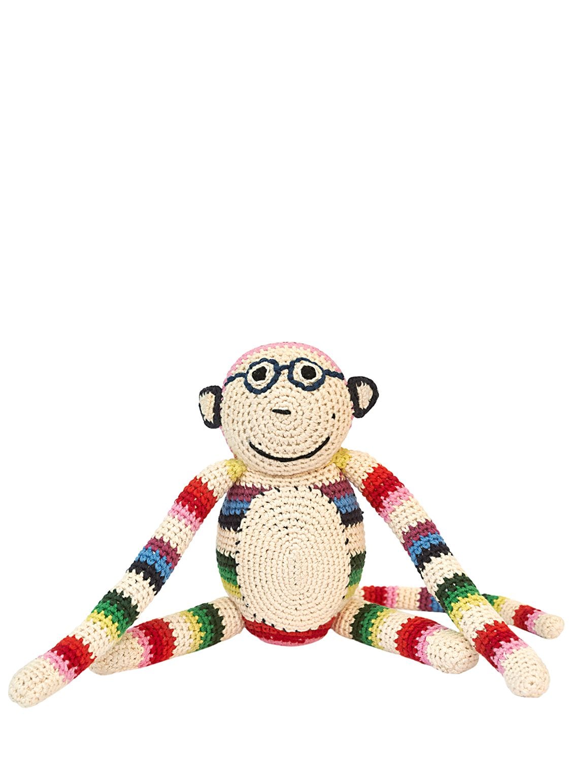 Anne-claire Petit Kids' Hand-crocheted Organic Cotton Monkey In White