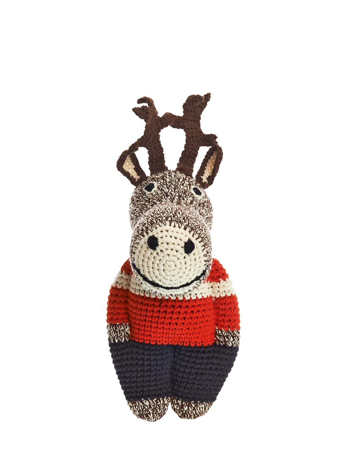 Anne-claire Petit Kids' Hand-crocheted Organic Cotton Reindeer In Brown