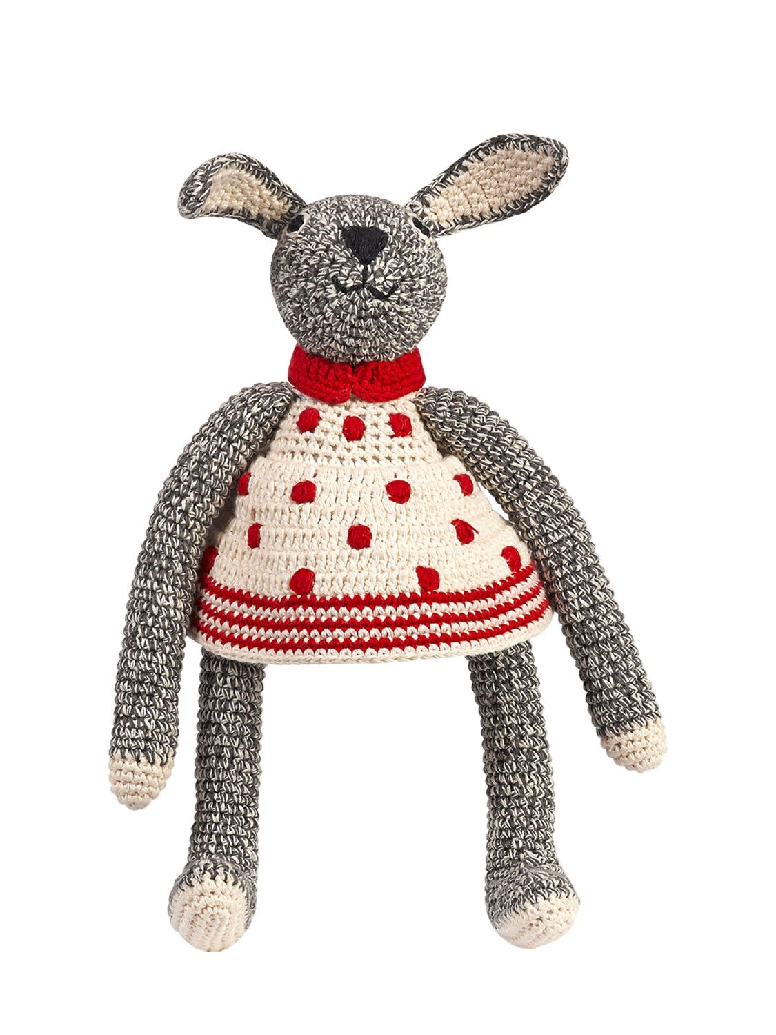 Anne-claire Petit Kids' Hand-crocheted Organic Cotton Bunny In Grey,multi