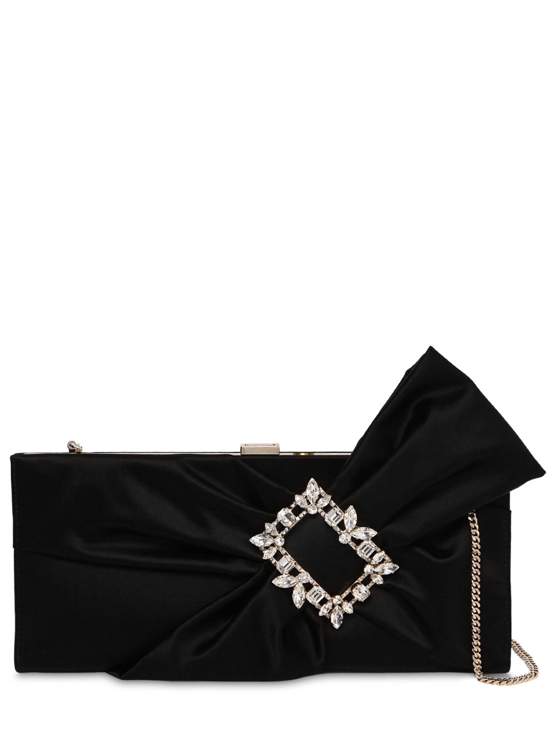 ROGER VIVIER TRIANON SATIN CLUTCH W/ EMBELLISHED BOW,69IVUW003-QJK5OQ2