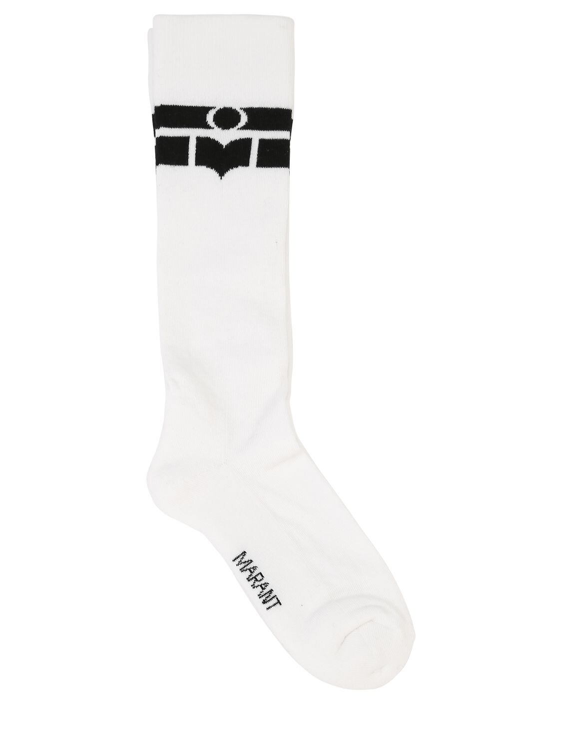 Isabel Marant Logo Intarsia Cotton Socks In White