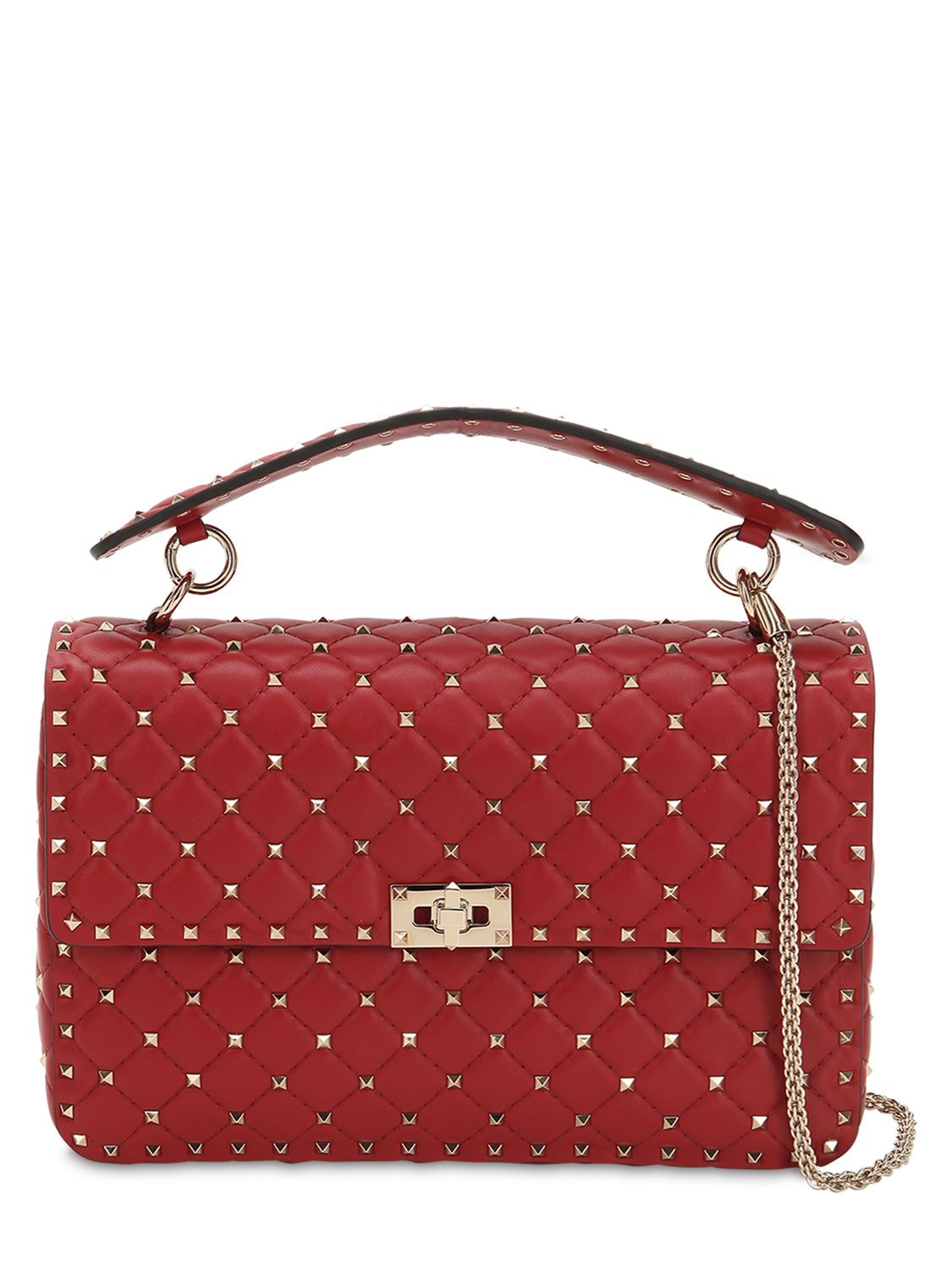 Valentino Garavani Spike Embellished Leather Bag In Red