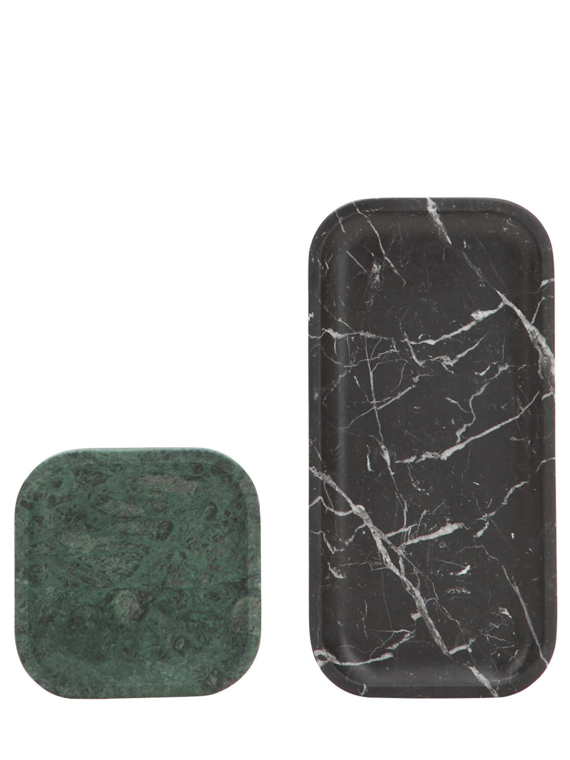 Shop Salvatori Set Of 2 Pietra L Marble Trays In Green,black