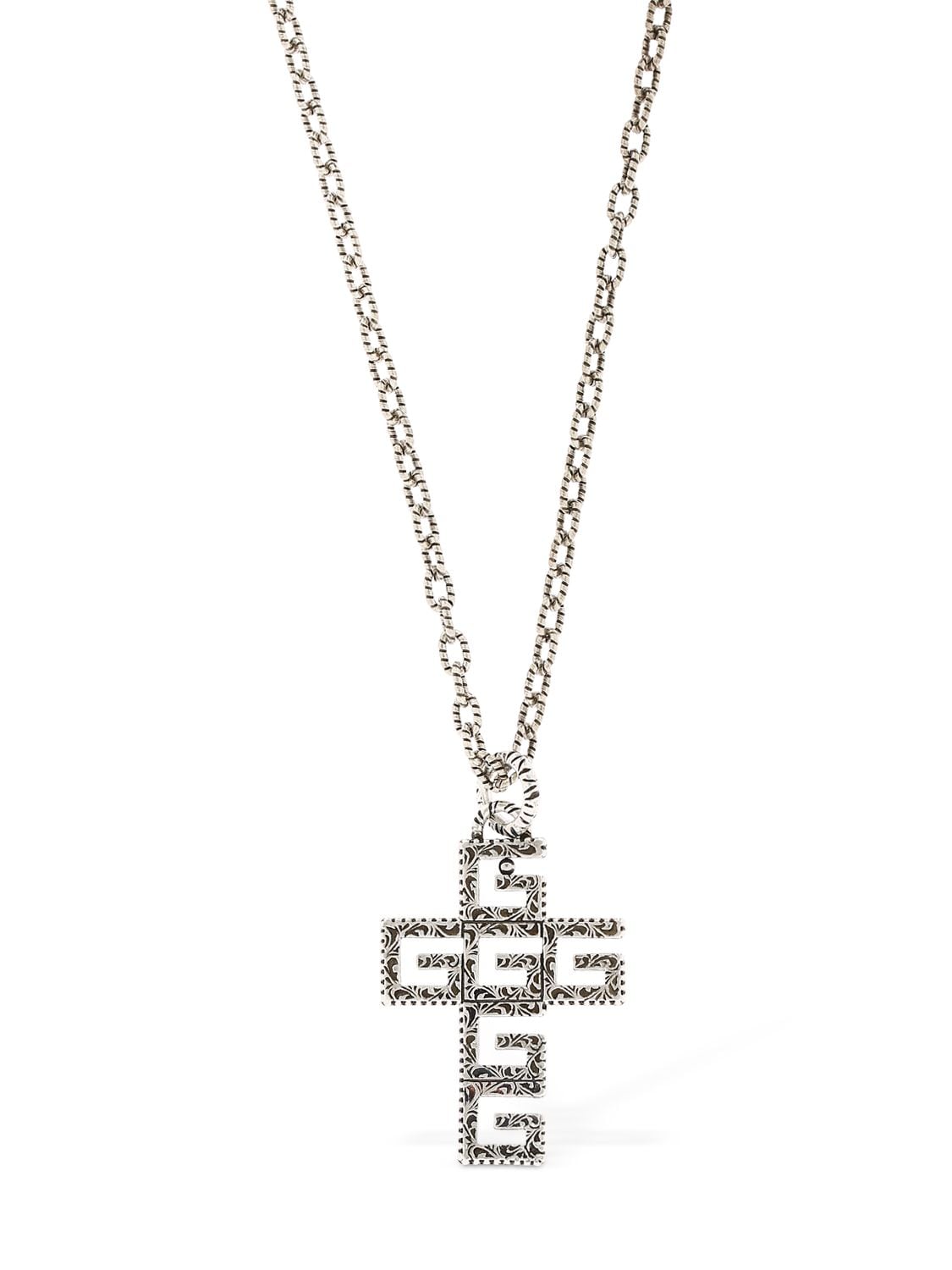 Gucci Gg Crucifix Necklace In Silver