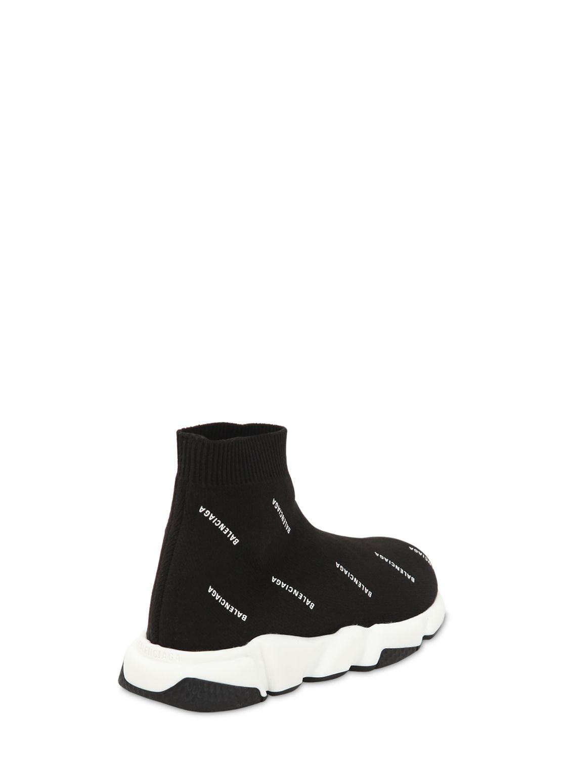 Balenciaga Little Kid's & Kid's Allover Logo Sock Sneakers In Black ...