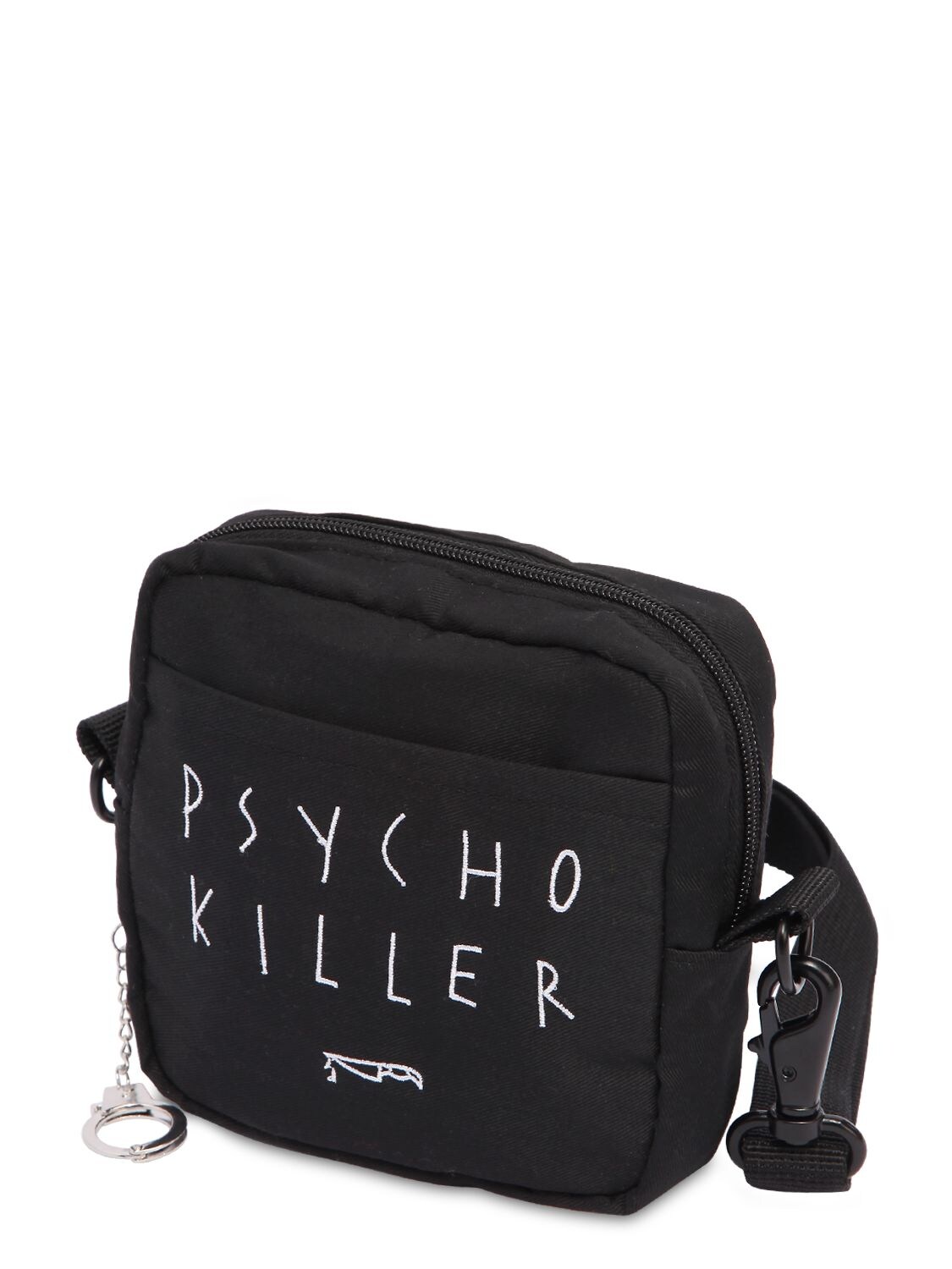 Psycho Killer Cotton Twill Shoulder Bag In Black