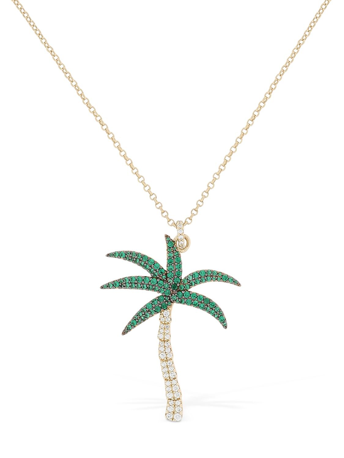 Apm Monaco Arc-en-ciel Palm Tree Necklace In Gold,green