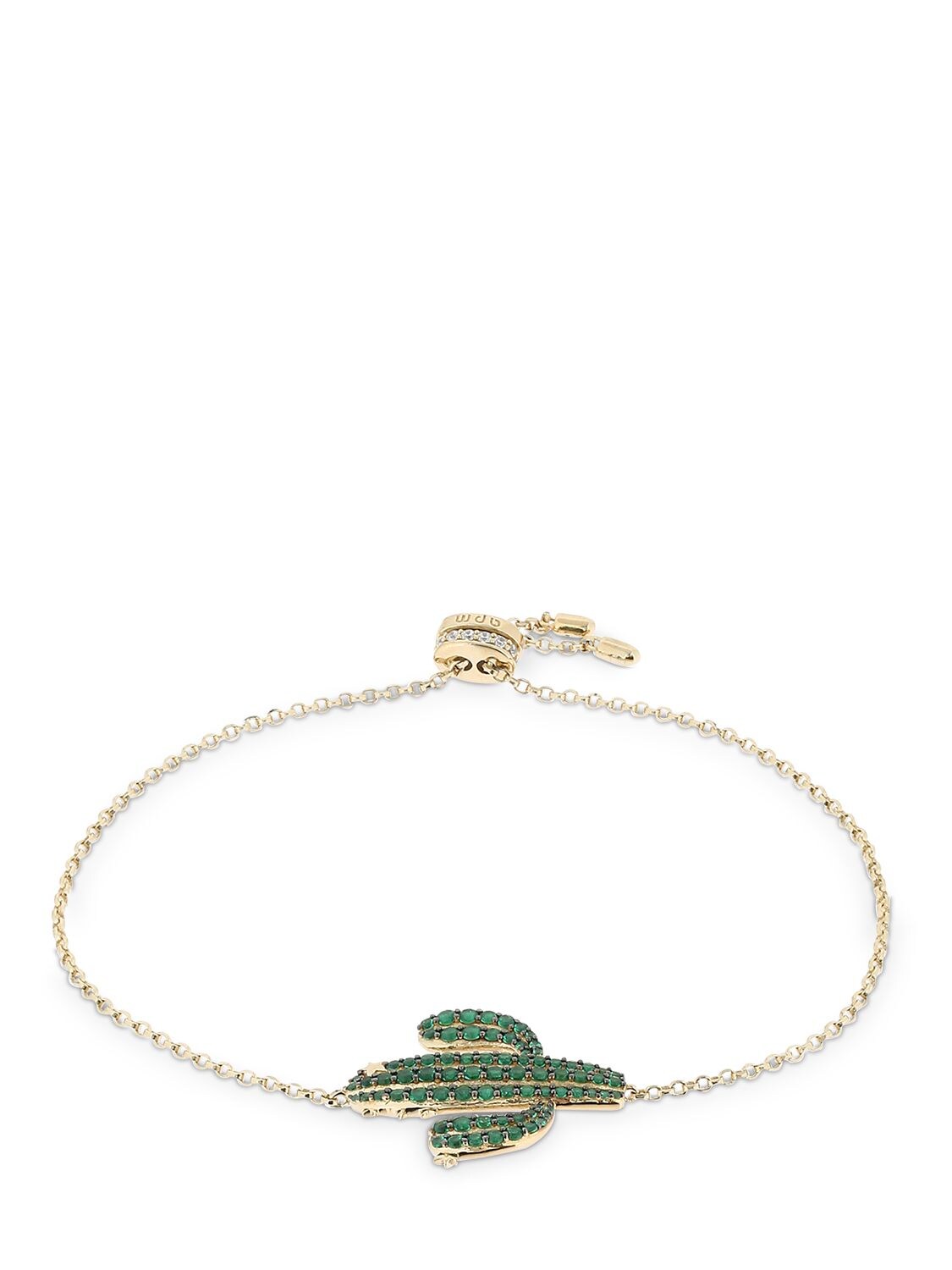 Apm Monaco Silver Arc-en-ciel Cactus Bracelet In Gold,green