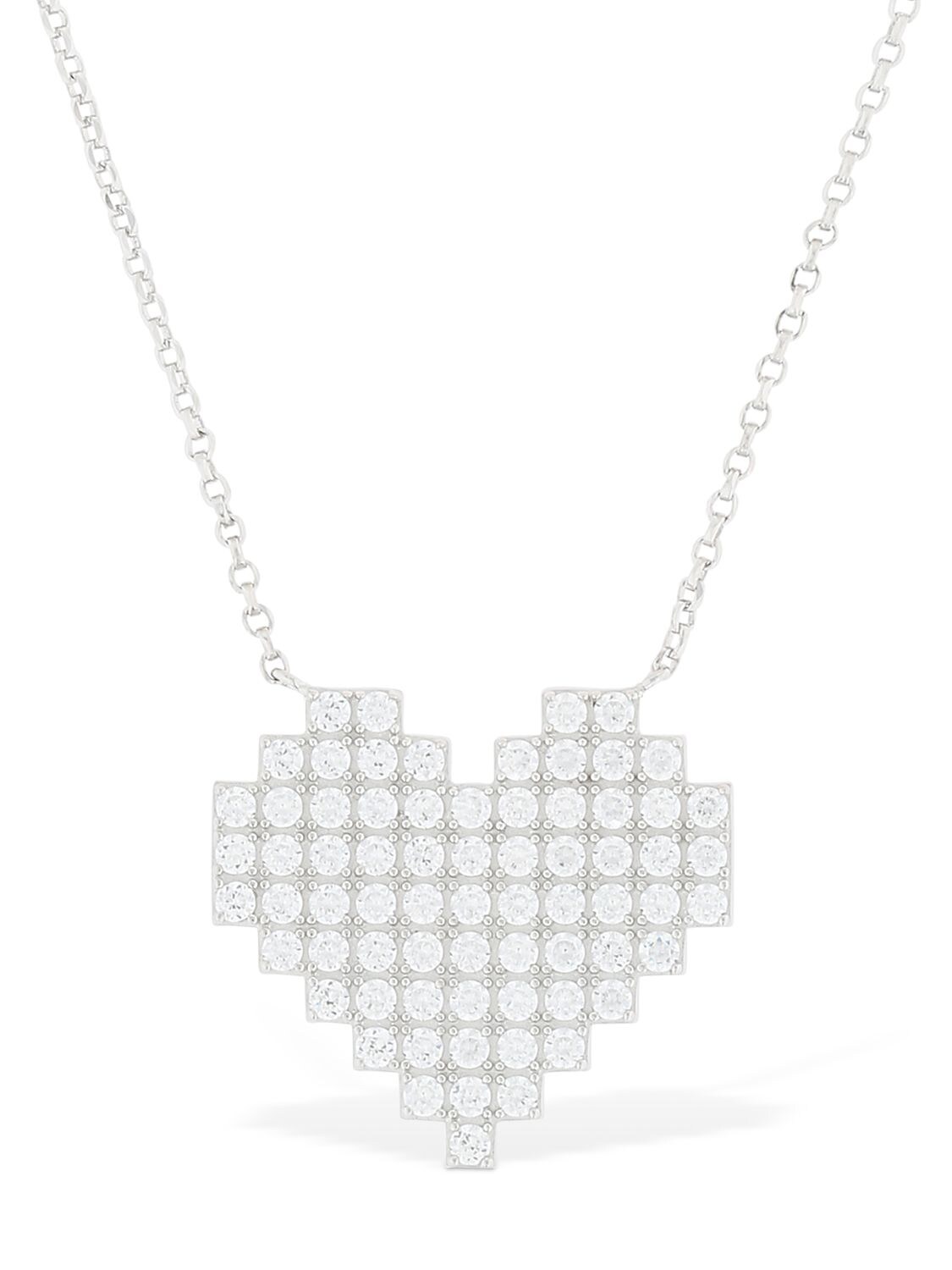 Apm Monaco Silver Pixel Heart Necklace