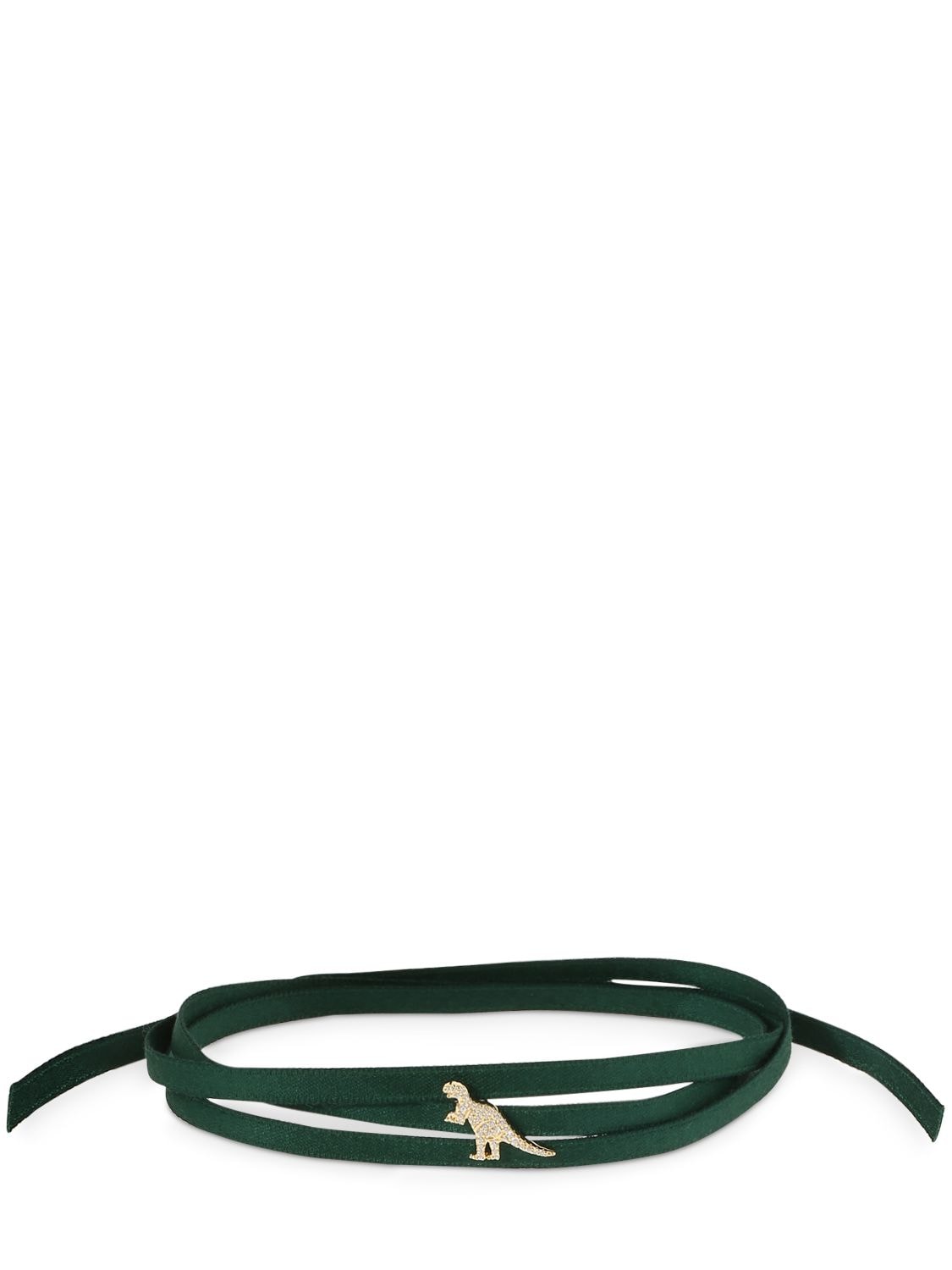Apm Monaco Rexy Satin Choker & Bracelet In Green,gold
