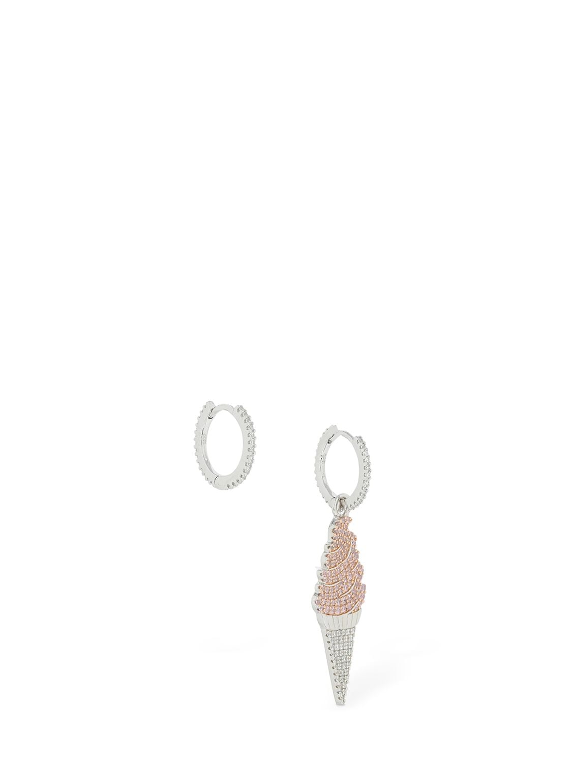 Apm Monaco Asymmetric Ice Cream Earrings In Silver,pink