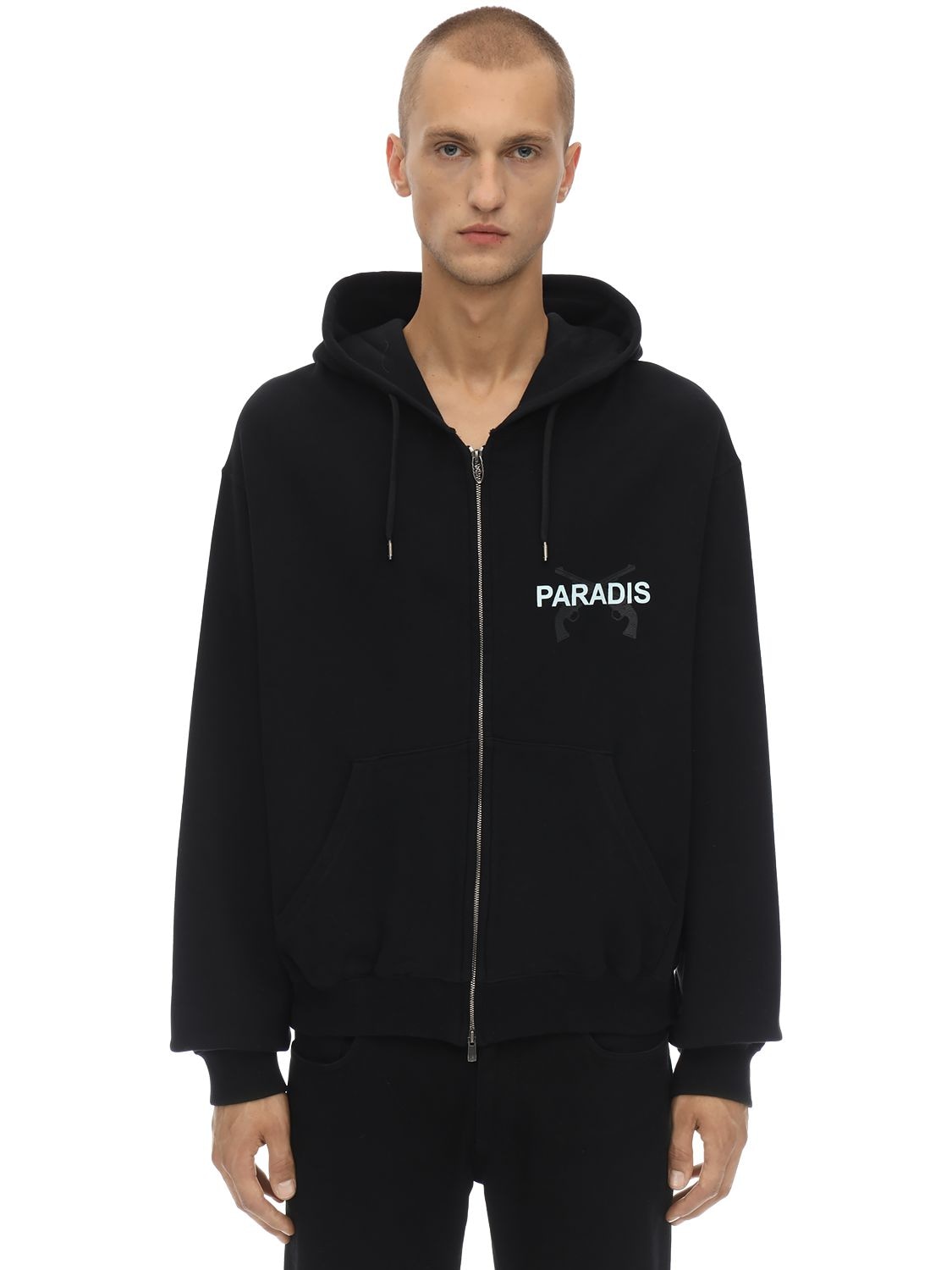 3.paradis Dove Printed Zip-up Sweatshirt Hoodie In Black | ModeSens